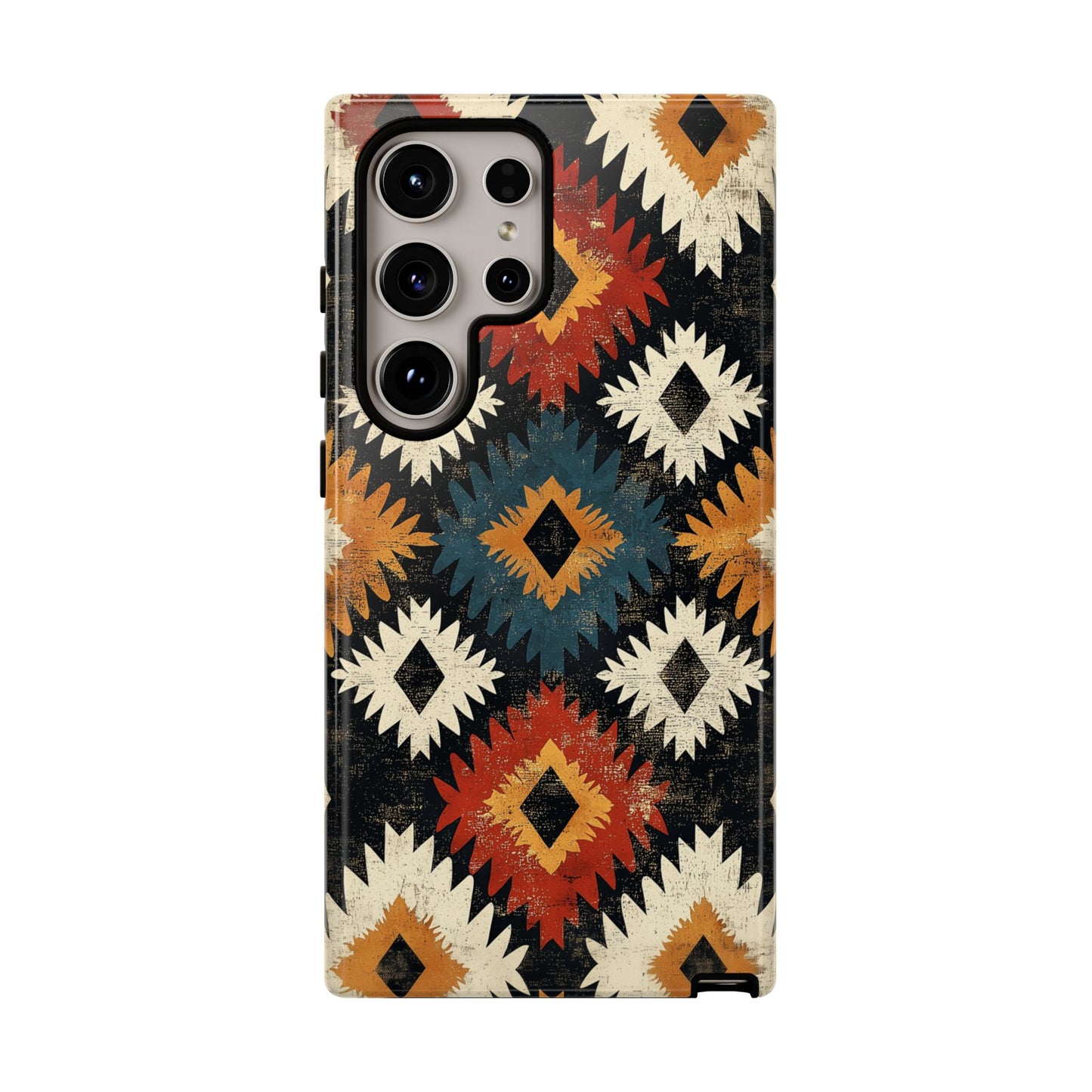 Rustic Tribal Sunburst Tough Samsung Galaxy  Case – Vibrant Geometric Design, Dual-Layer Protection