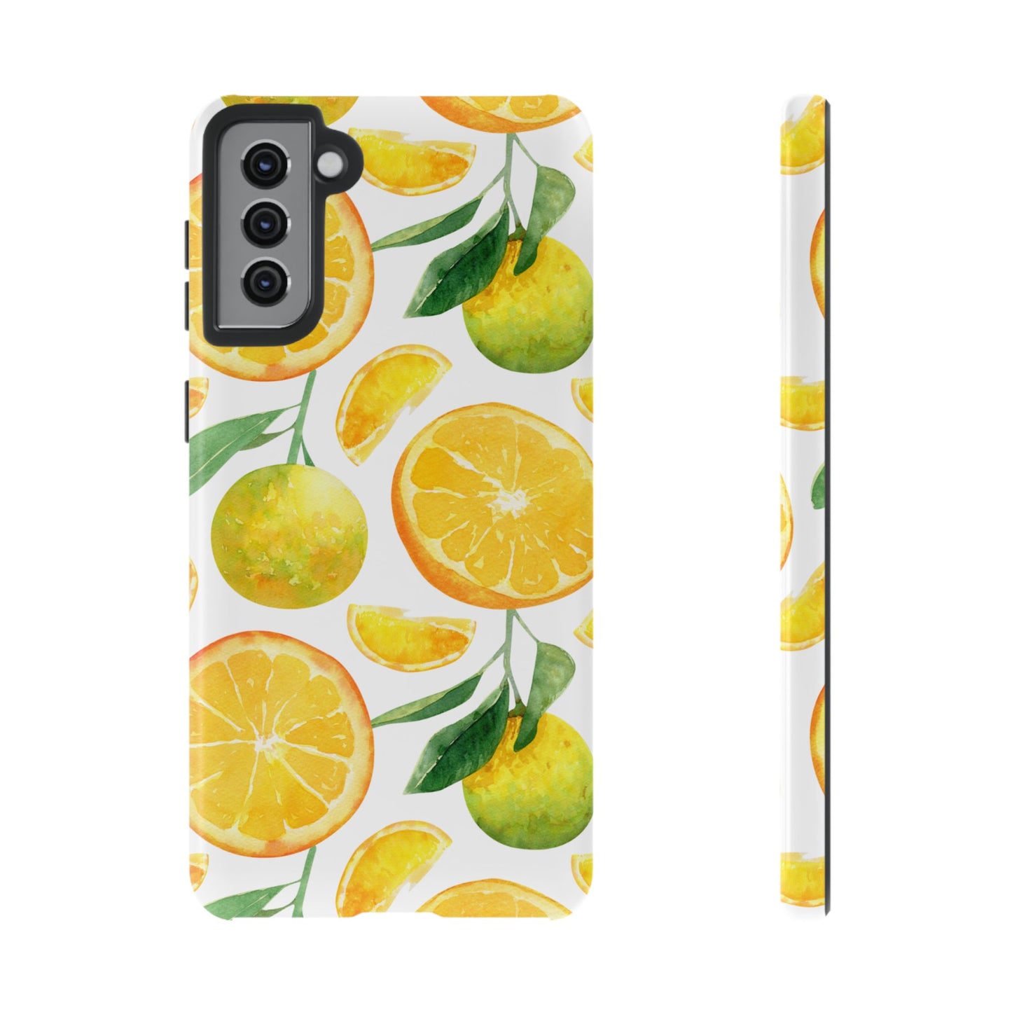 Sunny Citrus Grove Tough Samsung Galaxy Case – Watercolor Orange Design, Dual-Layer Protection