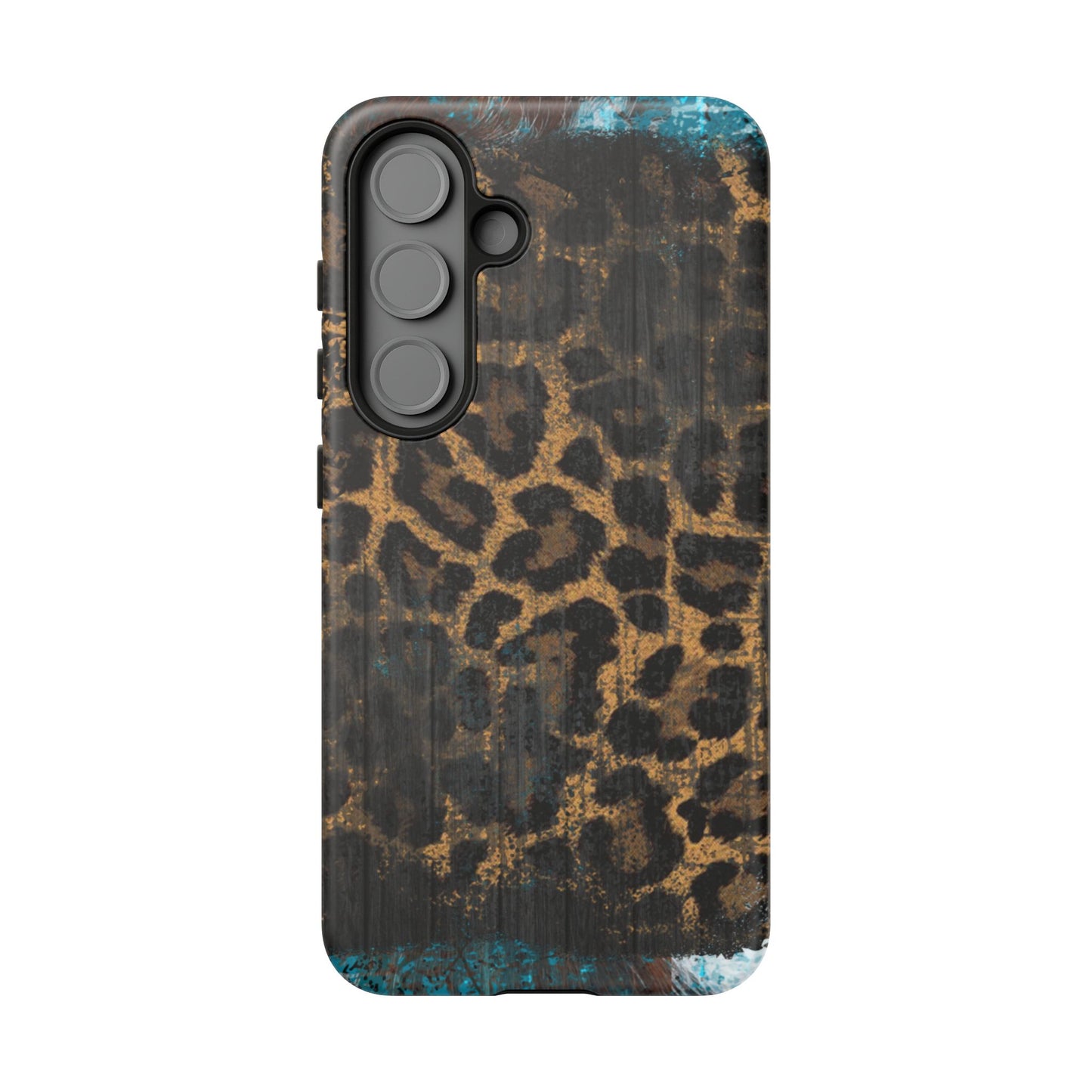 Boho Leopard and Turquoise Tough Samsung Galaxy Case – Rustic Western Design with Dual-Layer Protection