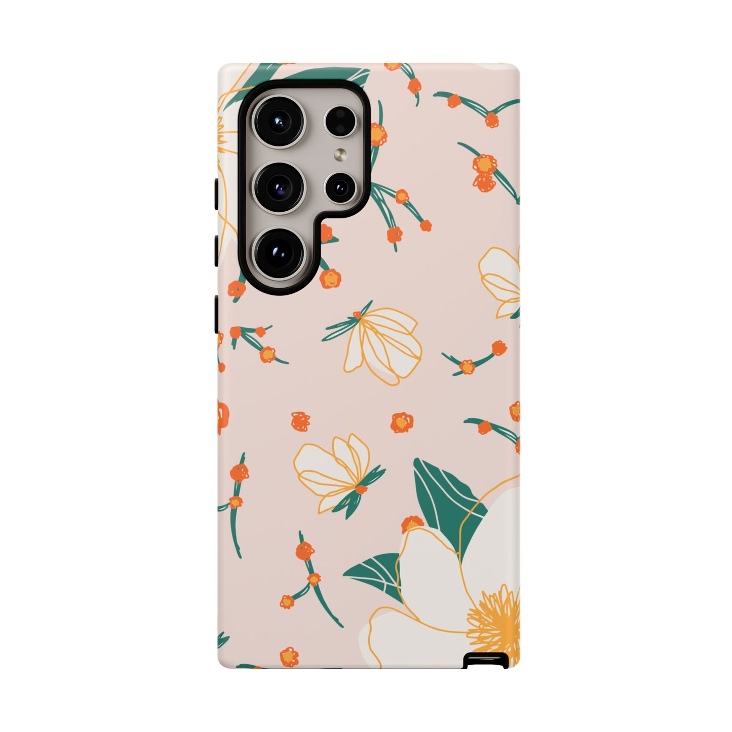 Elegant Magnolia Blossom Tough Samsung Galaxy Case – Soft Blush Background, Shock-Resistant Design