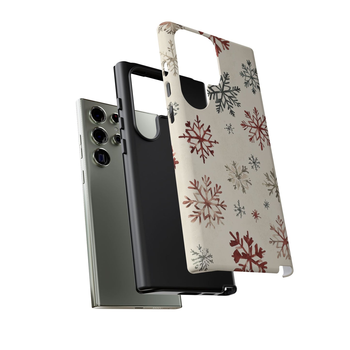 Vintage Red and Gray Snowflake Pattern – Samsung Galaxy Series Case