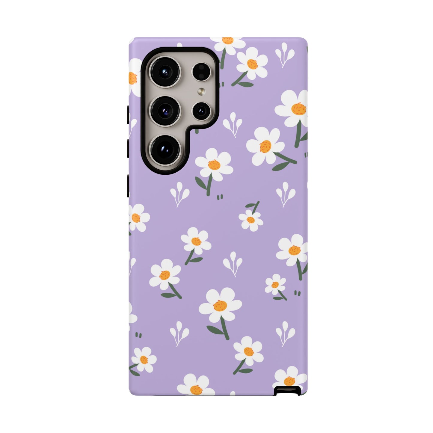 Purple Daisy Garden Samsung Galaxy Case – Soft Lavender Background, Shockproof Protection with Slim Fit