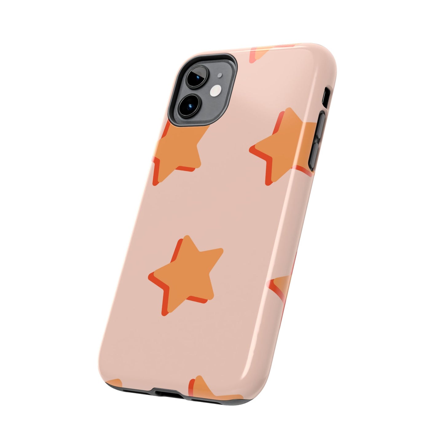 Retro Orange Stars iPhone Case – Shock-Resistant, Smooth Matte Finish, Dual-Layer Design