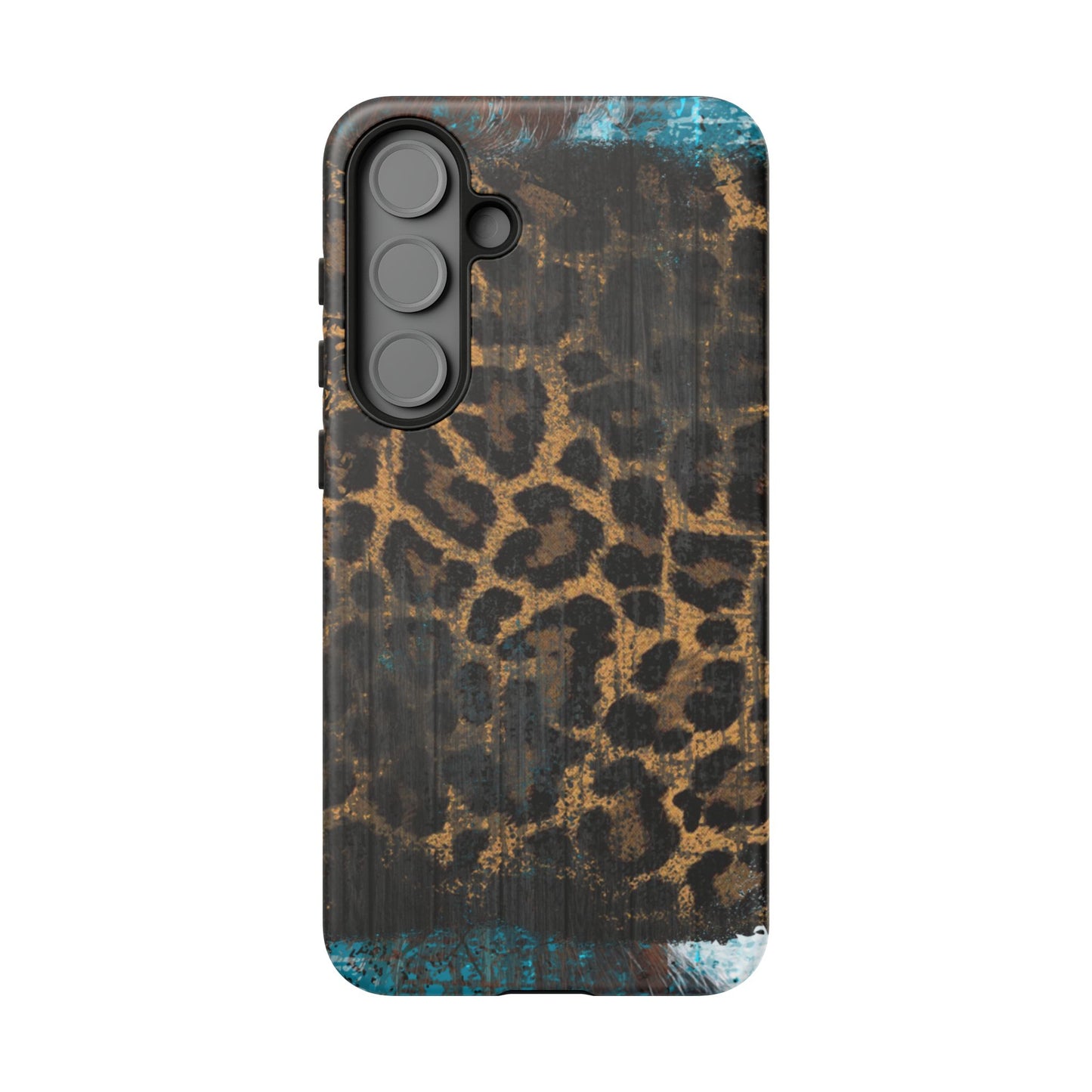 Boho Leopard and Turquoise Tough Samsung Galaxy Case – Rustic Western Design with Dual-Layer Protection