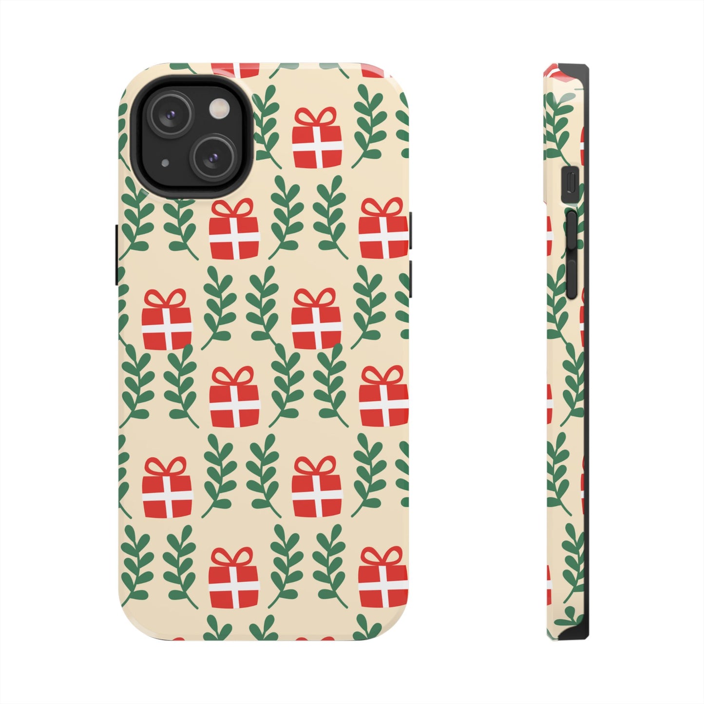 iPhone Case: Holiday Cheer – Red Gifts & Green Leaves