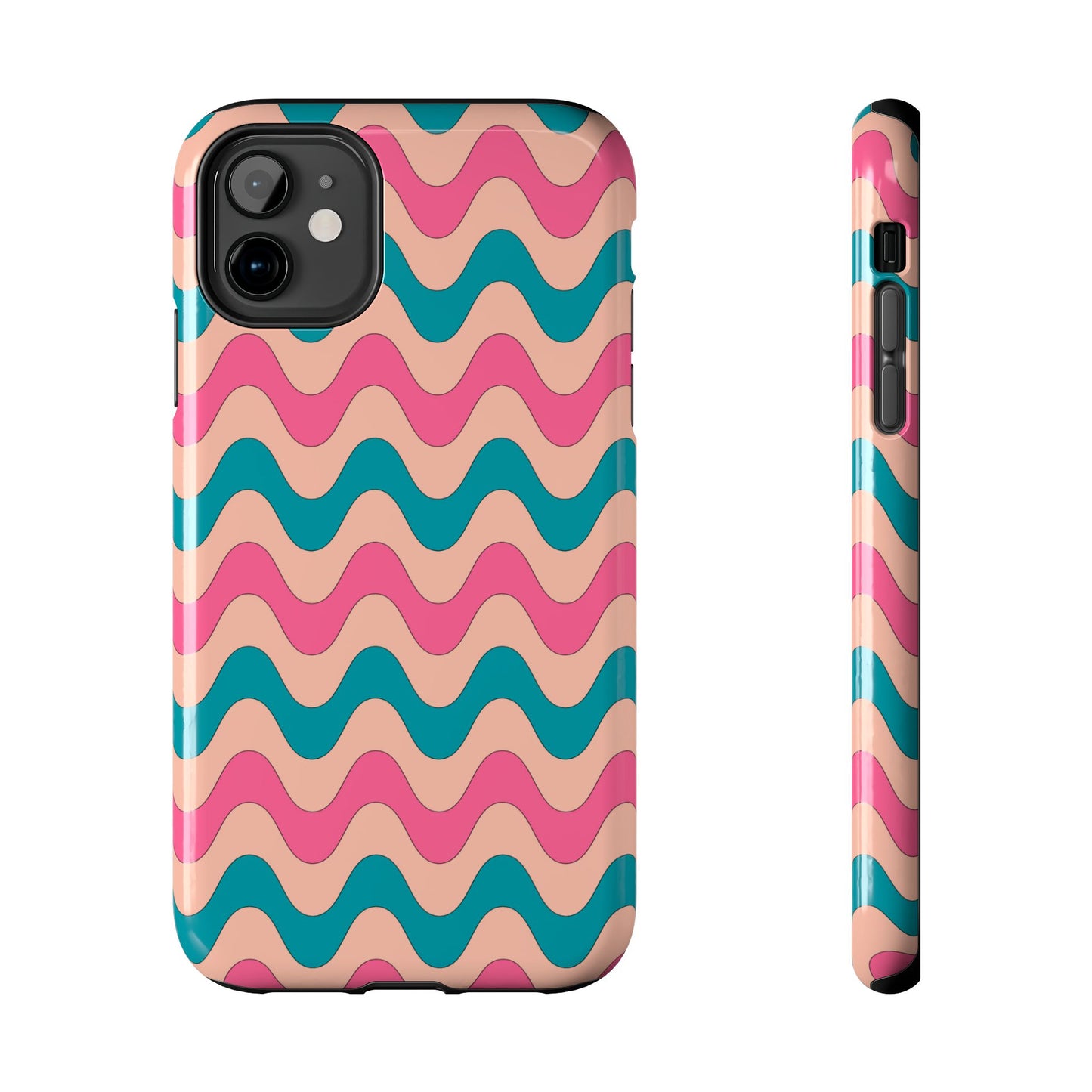 Retro Waves Pattern iPhone Case – Shockproof Design with Dual-Layer Protection