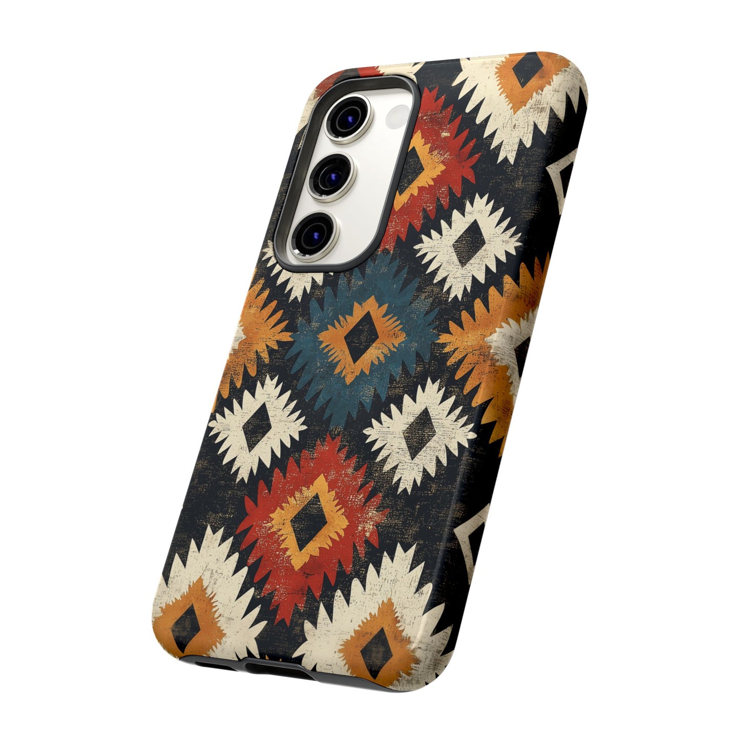Rustic Tribal Sunburst Tough Samsung Galaxy  Case – Vibrant Geometric Design, Dual-Layer Protection