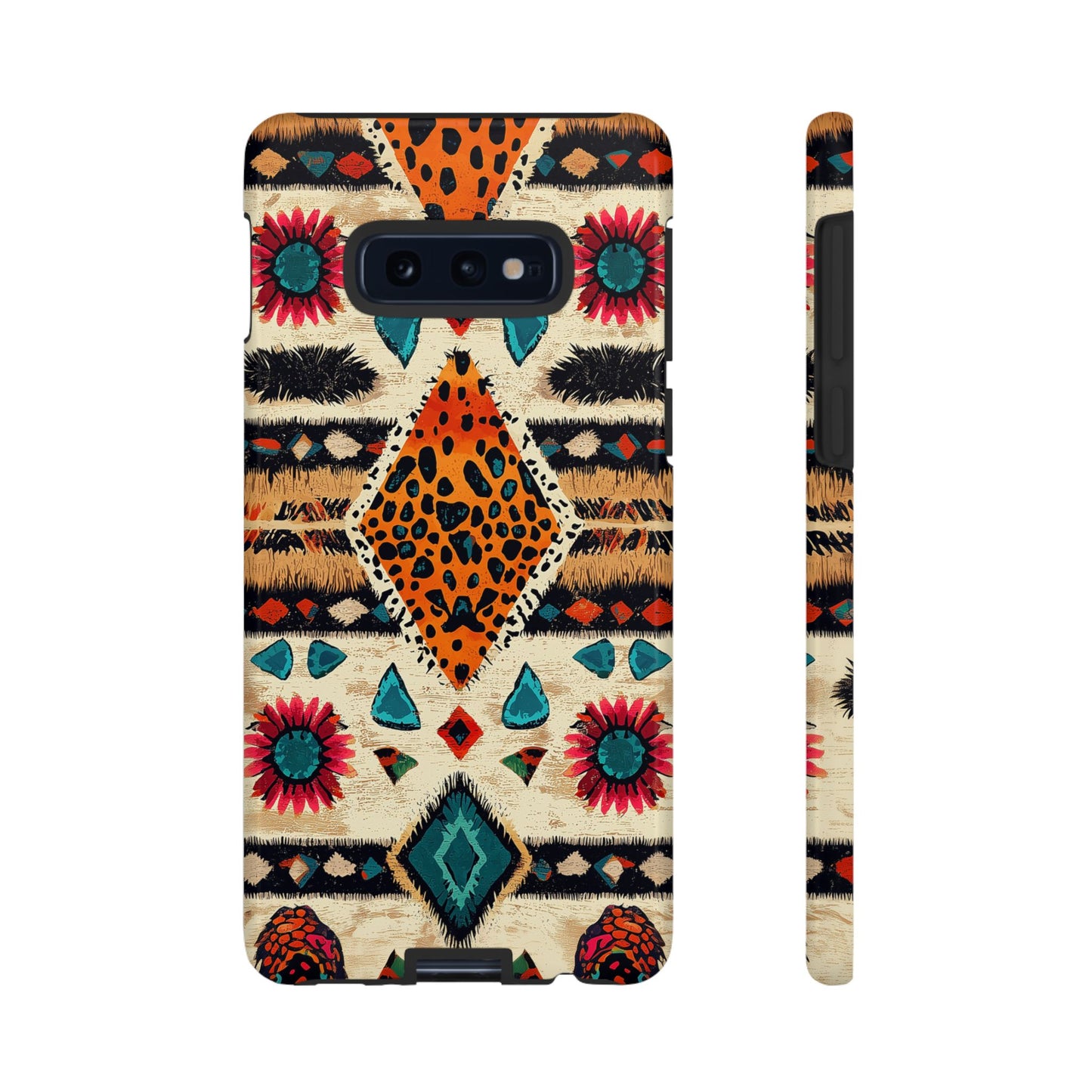 Wild Boho Leopard Print & Floral Tough Samsung Galaxy  Case – Eclectic Tribal Design, Dual-Layer Protection