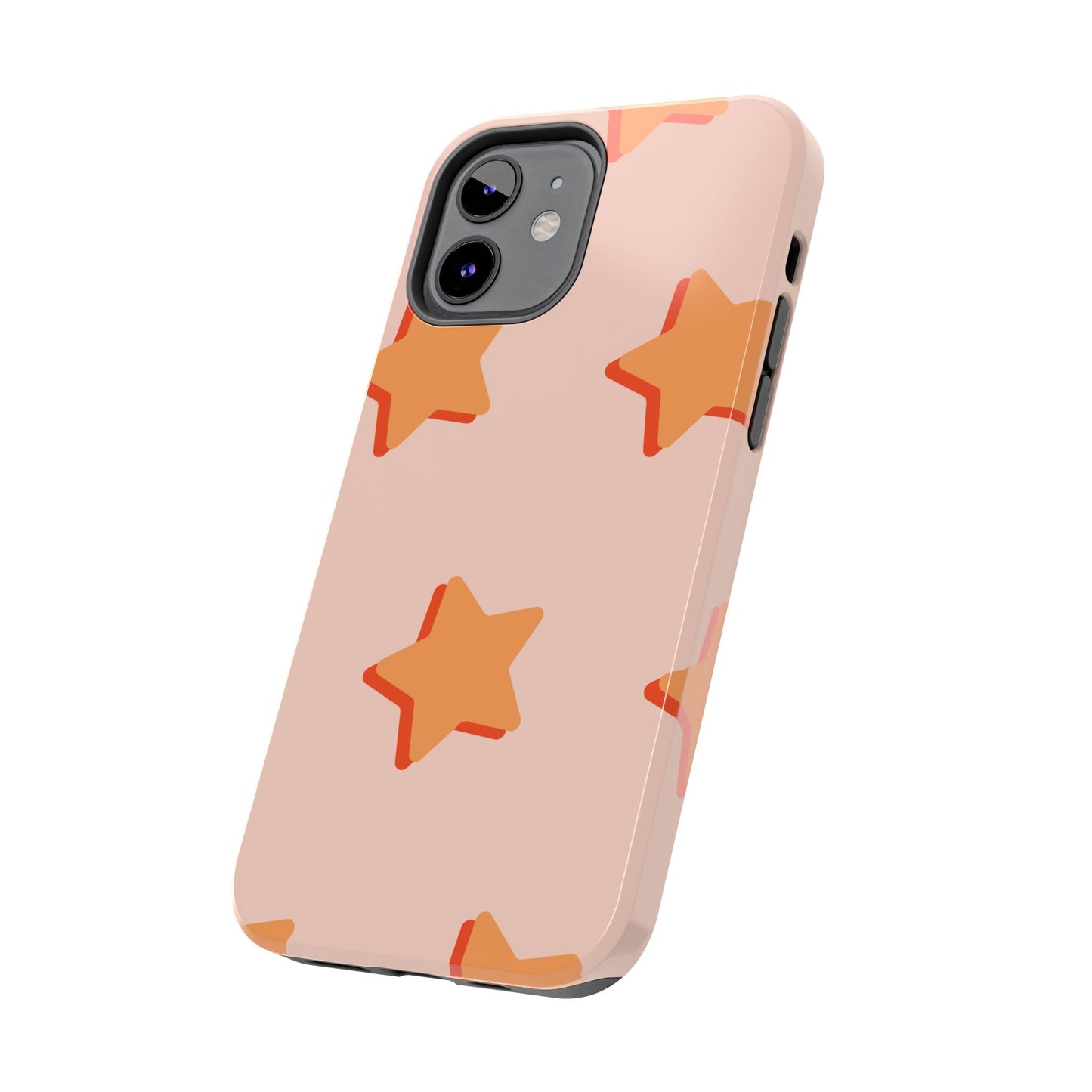 Retro Orange Stars iPhone Case – Shock-Resistant, Smooth Matte Finish, Dual-Layer Design