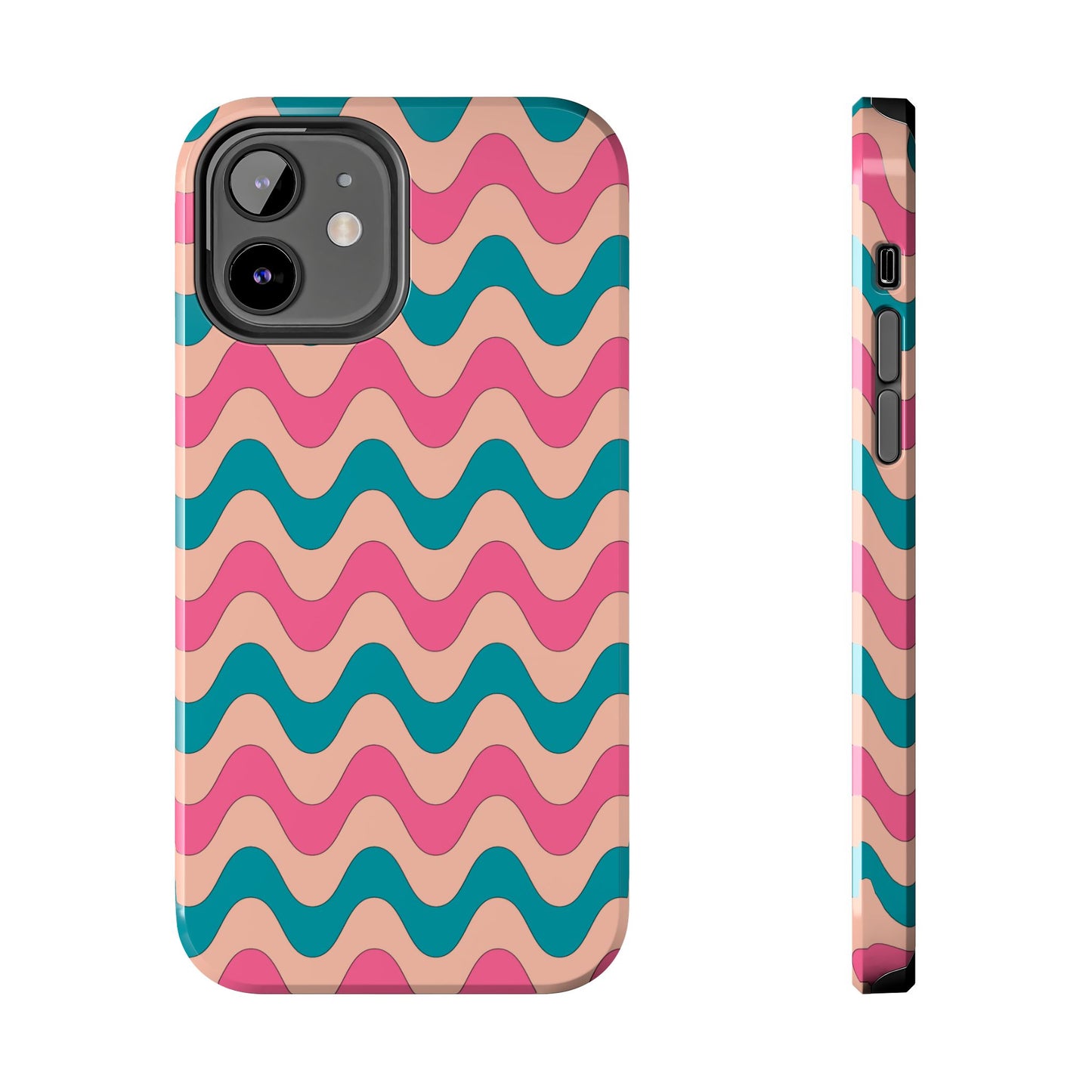 Retro Waves Pattern iPhone Case – Shockproof Design with Dual-Layer Protection