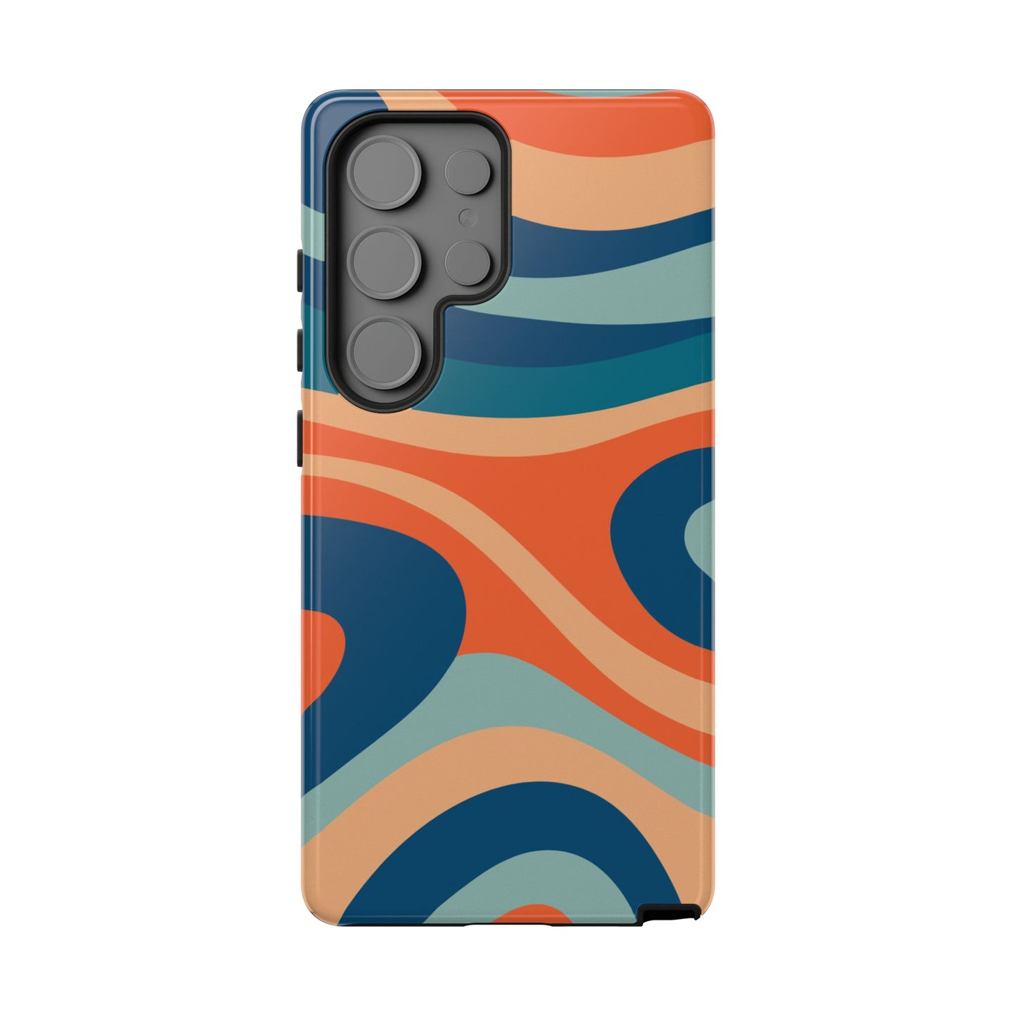 Retro Vibe Wavy Stripes Samsung Galaxy Case – 70s-Inspired in Teal, Orange, and Rust