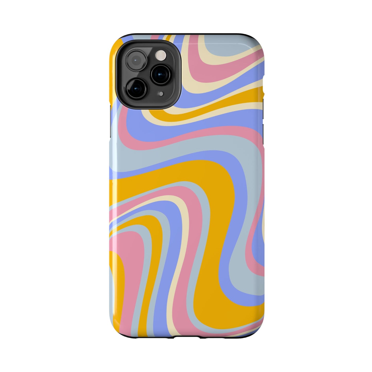Groovy Pastel Waves iPhone Case – 70s-Inspired Design with Dual-Layer Protection