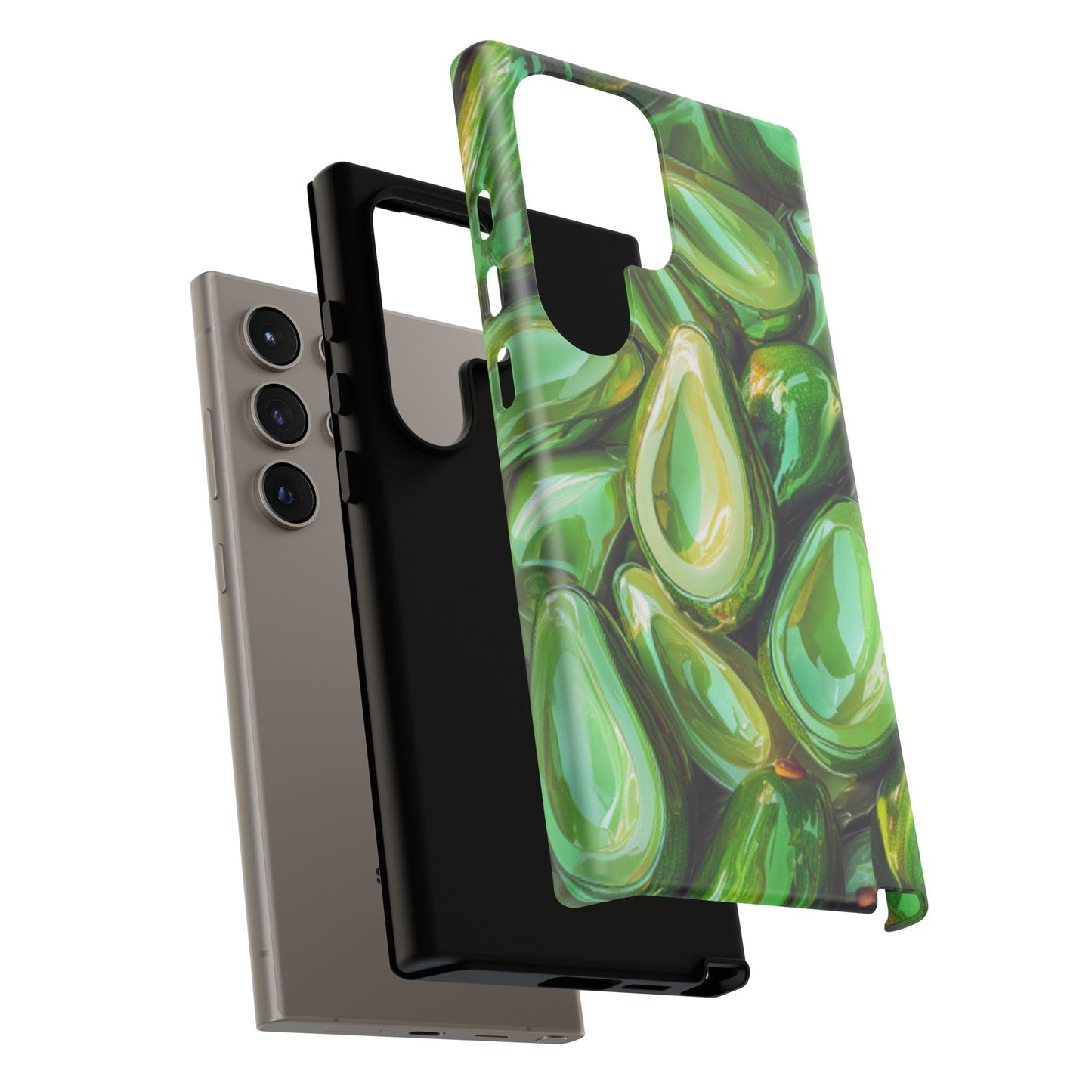 Glossy Avocado Samsung Galaxy  Case – Sleek Green 3D Fruit Design, Durable and Stylish