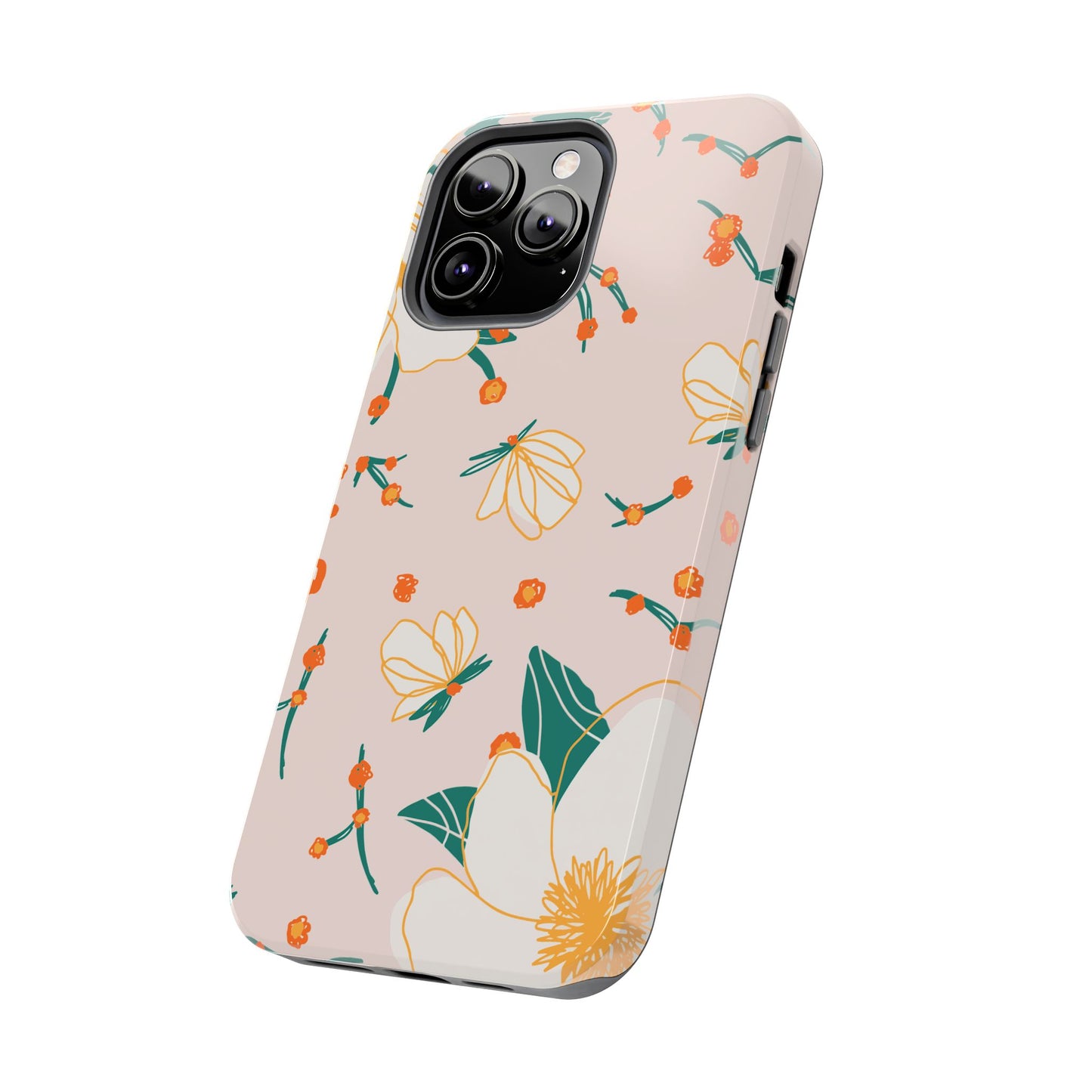 Elegant Magnolia Blossom Tough iPhone Case – Soft Blush Background, Shock - Resistant Design - BOGO Cases