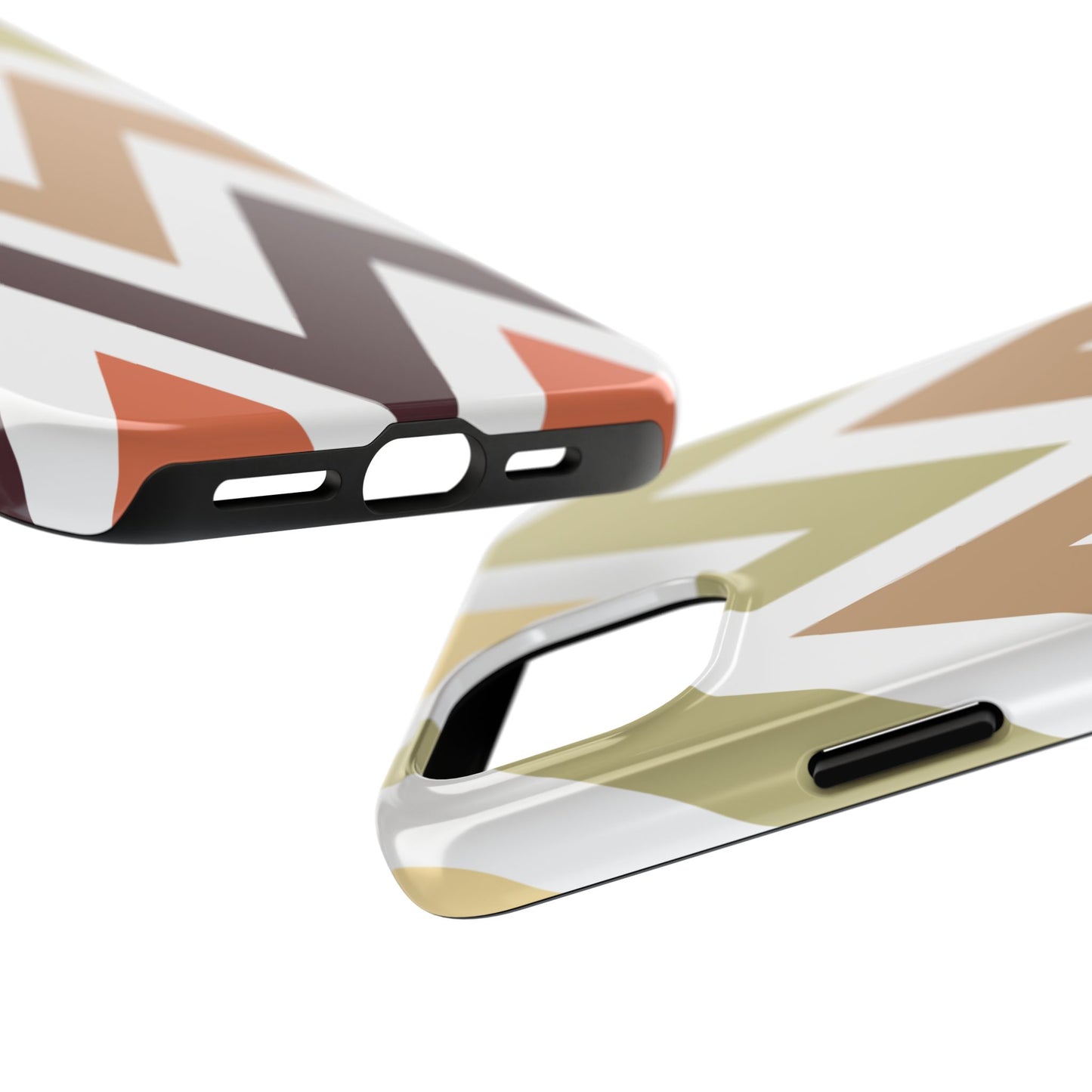 Earthy Chevron iPhone Case – Boho-Inspired Design with Dual-Layer Protection