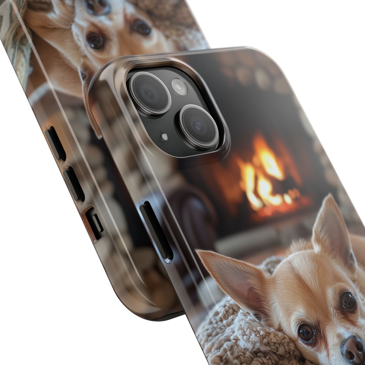 Relaxing Chihuahua by Fireplace iPhone Case – Warm and Stylish Protection