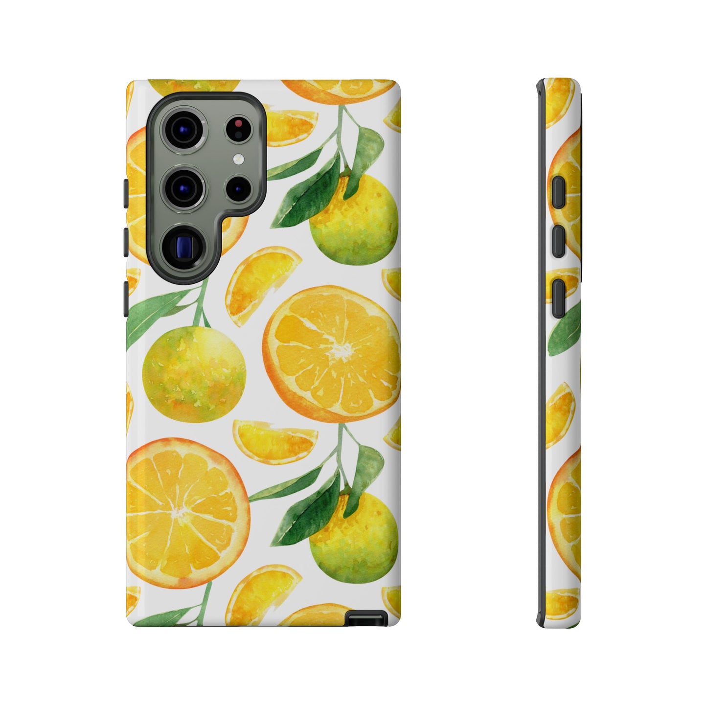 Sunny Citrus Grove Tough Samsung Galaxy Case – Watercolor Orange Design, Dual-Layer Protection