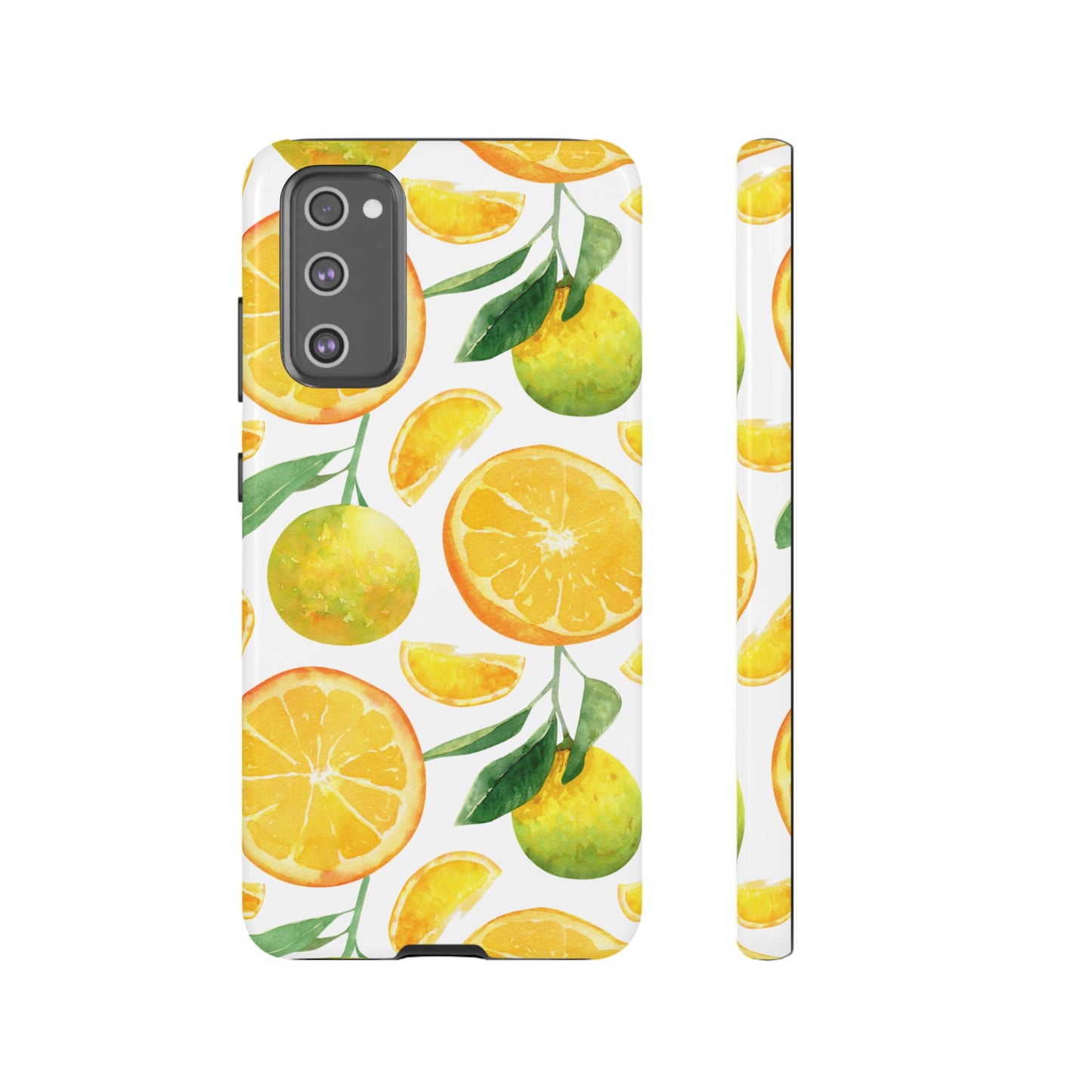 Sunny Citrus Grove Tough Samsung Galaxy Case – Watercolor Orange Design, Dual-Layer Protection