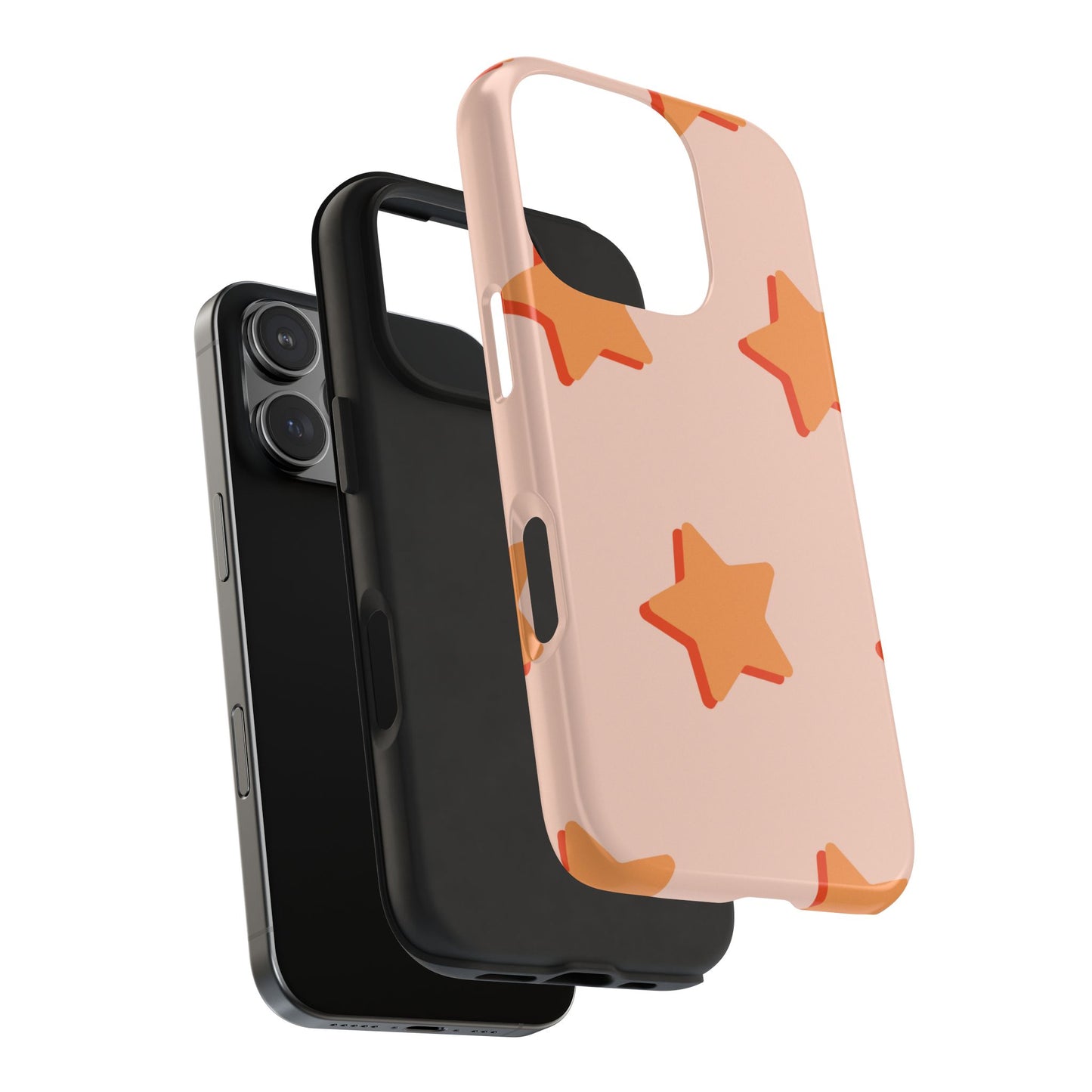 Retro Orange Stars iPhone Case – Shock-Resistant, Smooth Matte Finish, Dual-Layer Design