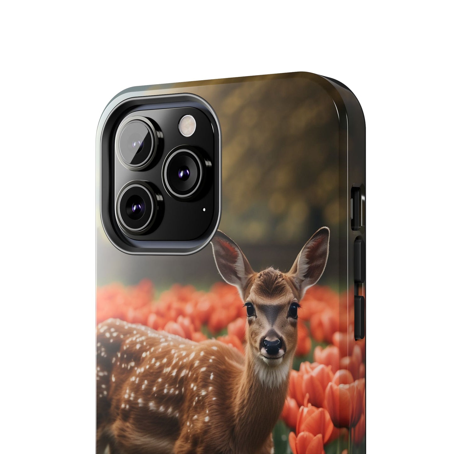 Fawn Among Tulips iPhone Case