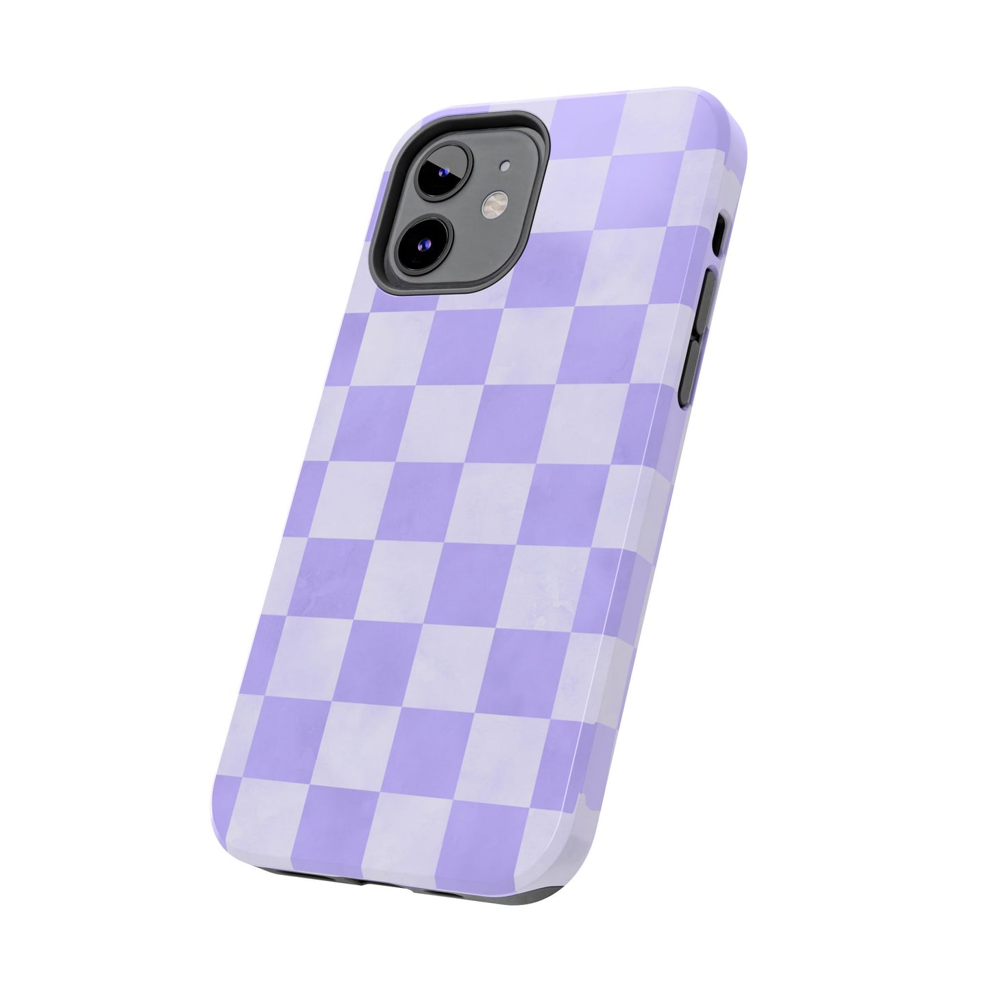 Lavender Checkerboard iPhone Case – Shockproof, Smooth Matte Finish, Dual-Layer Design