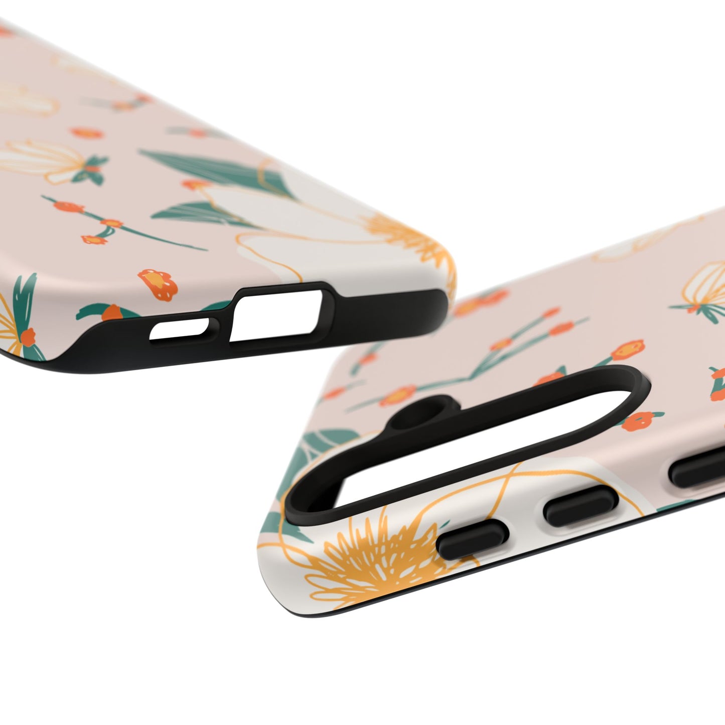 Elegant Magnolia Blossom Tough Samsung Galaxy Case – Soft Blush Background, Shock-Resistant Design