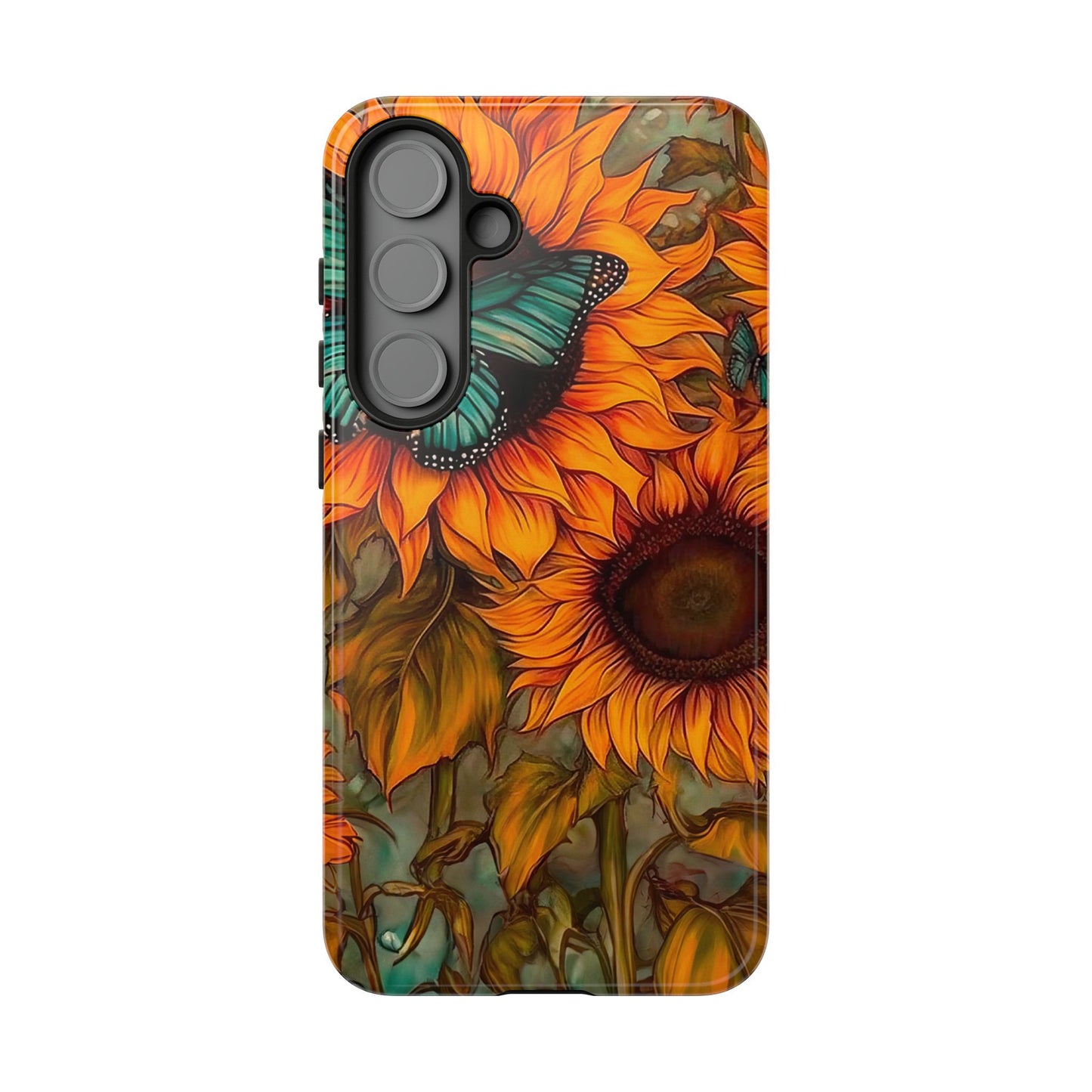 Vintage Blue Butterfly & Sunflower Art – Samsung Galaxy Case