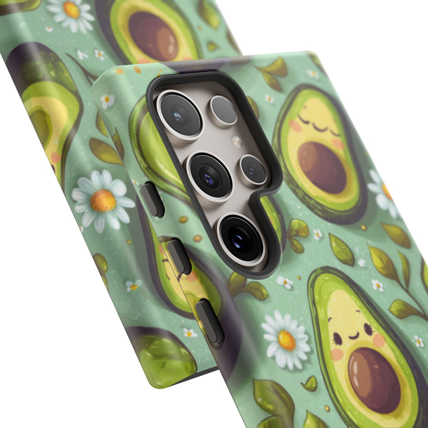Cute Avocado Samsung Galaxy Case – Adorable Kawaii Avocados with Daisies, Shock-Resistant