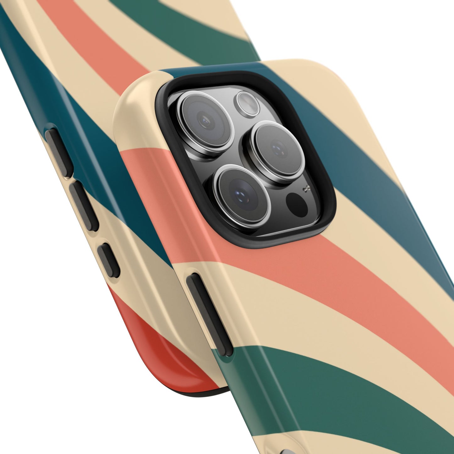 Retro Sunburst Swirl iPhone Case – Dual-Layer Protection with Bold 70s Vibes