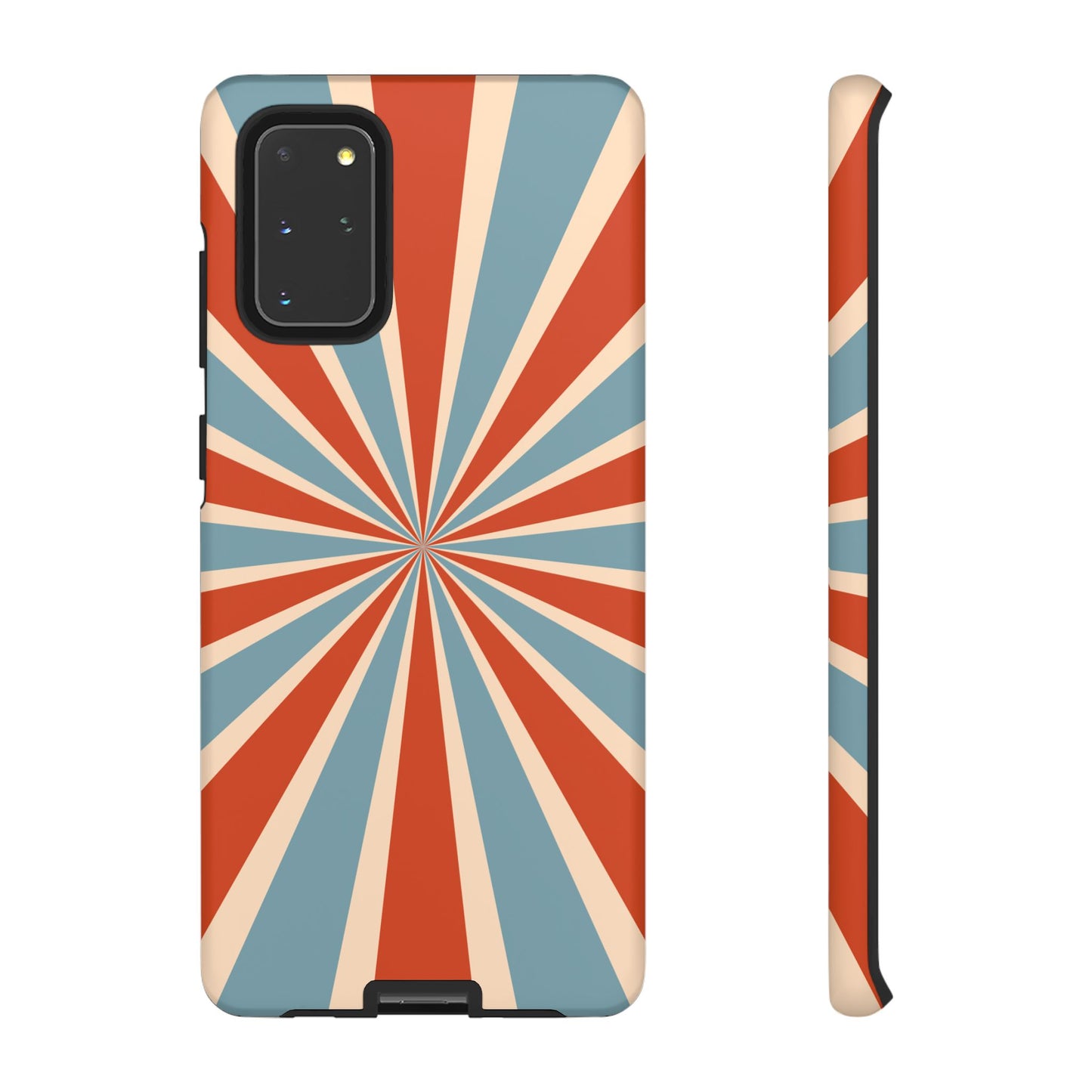 Vintage Blue & Red Sunburst Samsung Galaxy Case – Bold Geometric Pattern, Shock-Resistant Cover