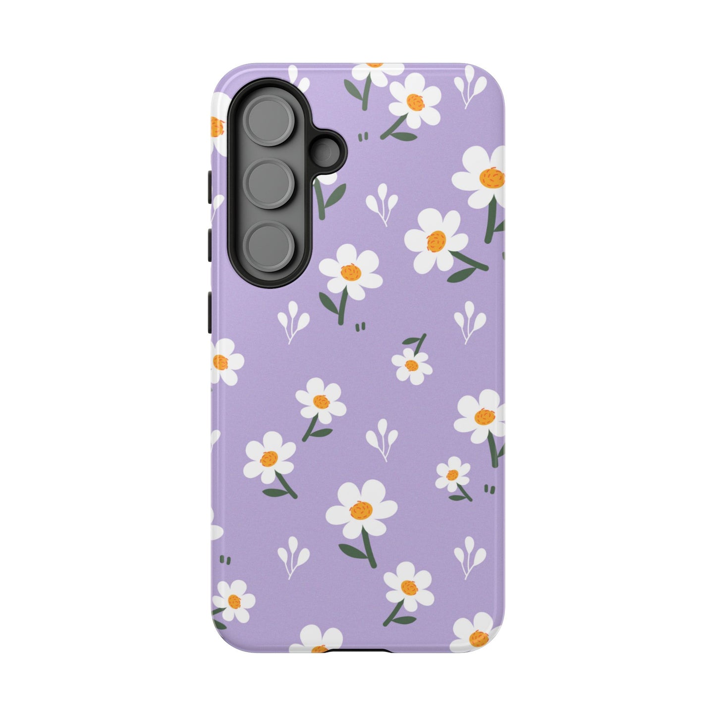 Purple Daisy Garden Samsung Galaxy Case – Soft Lavender Background, Shockproof Protection with Slim Fit