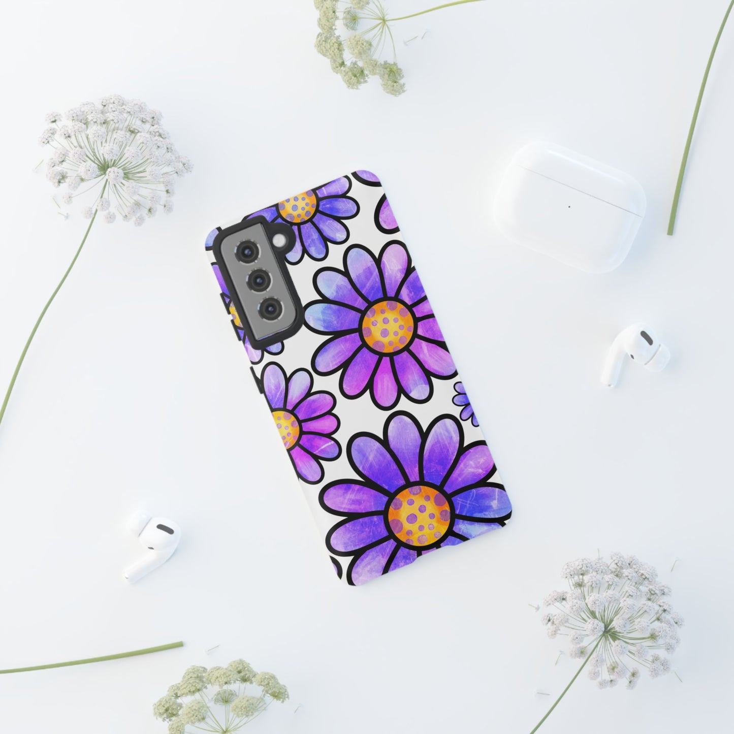 Purple Daisy Delight Samsung Galaxy Case – Slim Profile, Glossy Finish