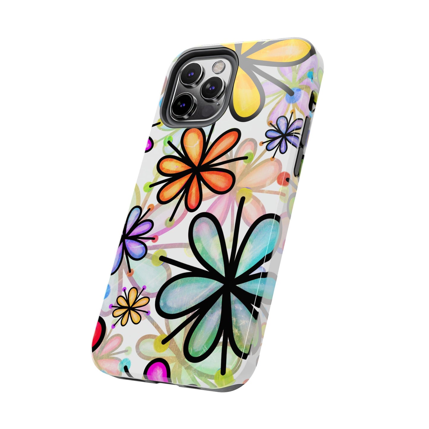 Retro Floral Pop iPhone Case – Ultra-Slim Design, High-Gloss Finish