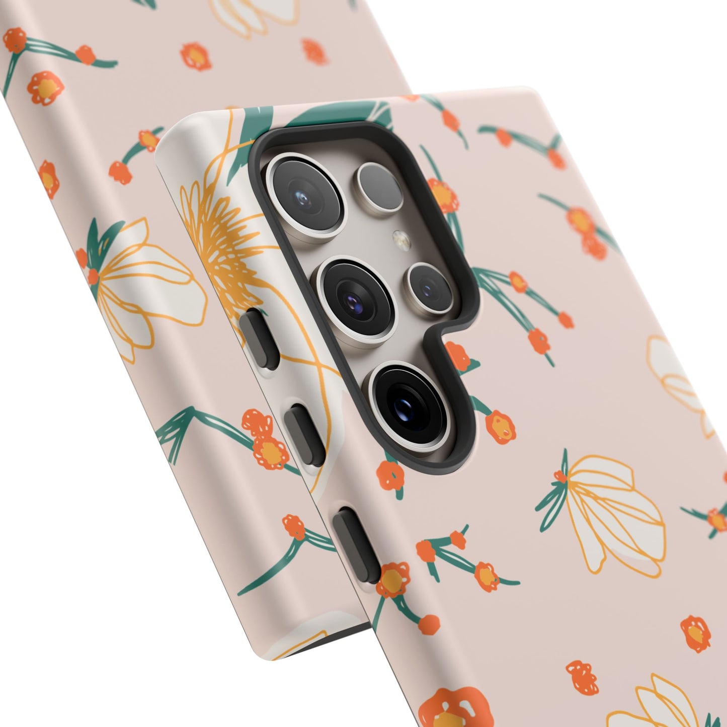 Elegant Magnolia Blossom Tough Samsung Galaxy Case – Soft Blush Background, Shock-Resistant Design