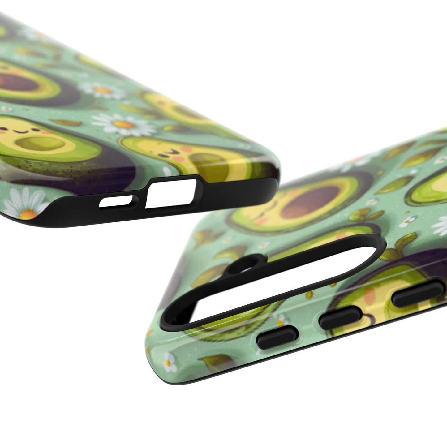 Cute Avocado Samsung Galaxy Case – Adorable Kawaii Avocados with Daisies, Shock-Resistant