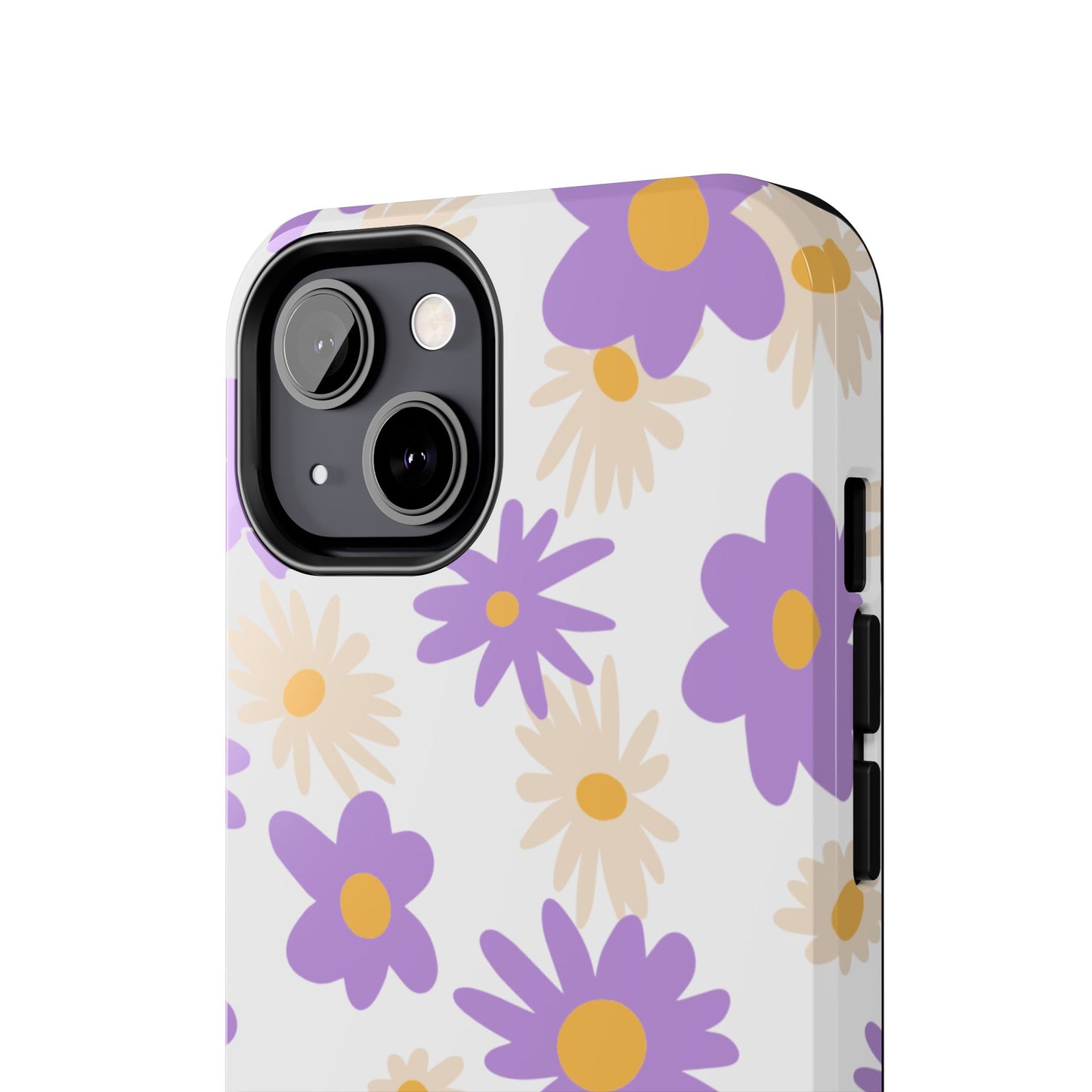 Retro Daisy Flower iPhone Case – Pastel Purple & Cream Floral Design with Matte Finish
