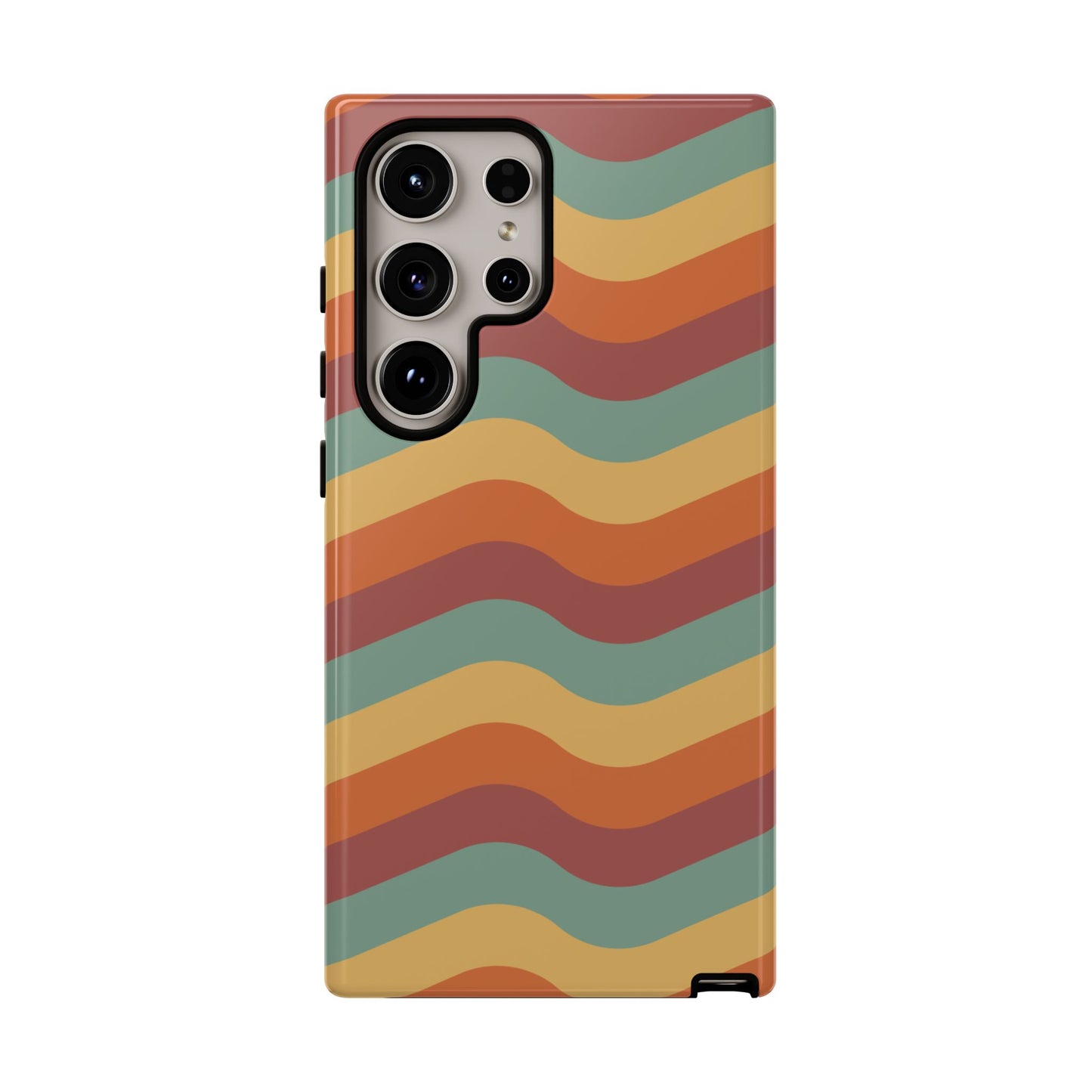 Retro Vibe Wavy Stripes Samsung Galaxy Case – 70s-Inspired in Teal, Orange, and Rust