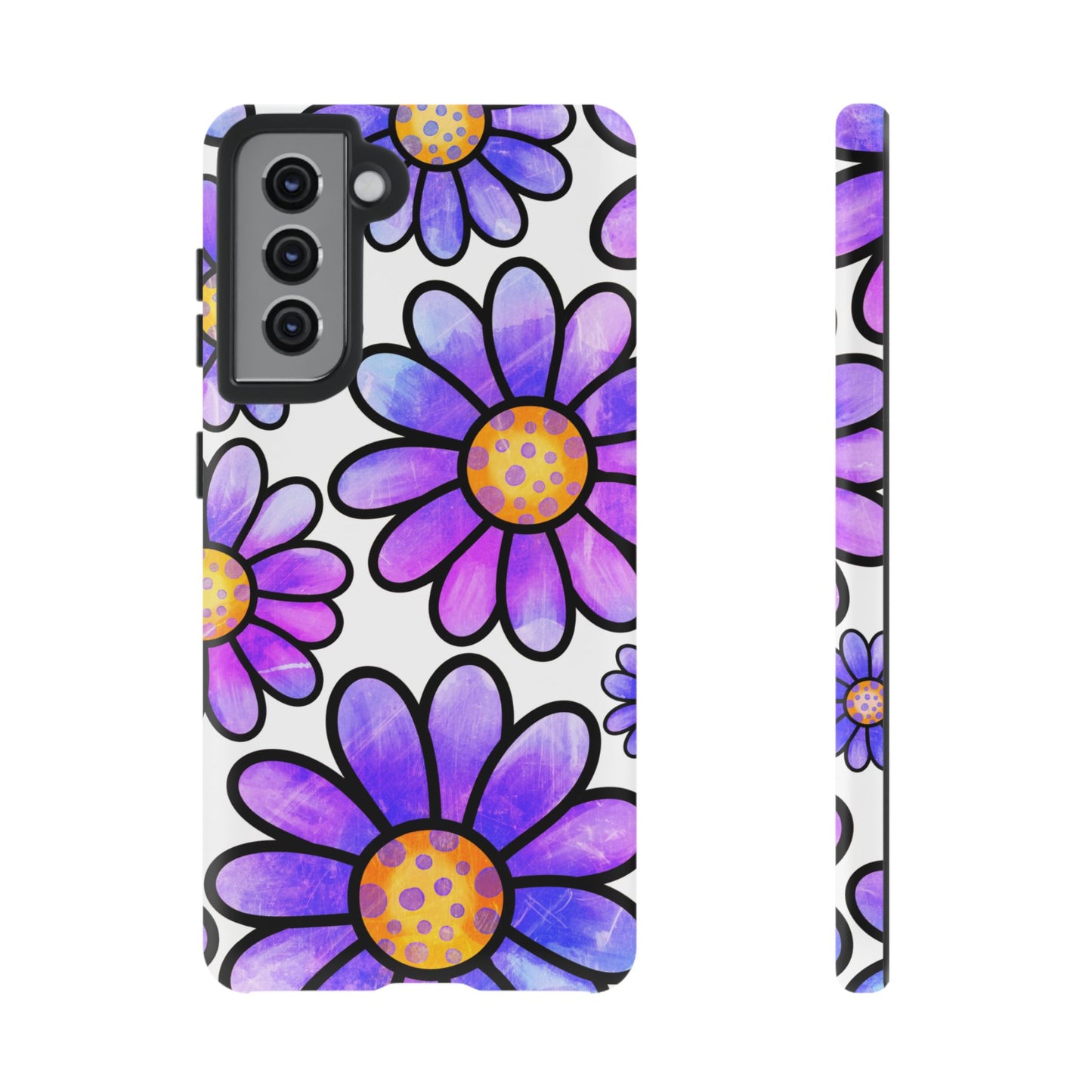 Purple Daisy Delight Samsung Galaxy Case – Slim Profile, Glossy Finish