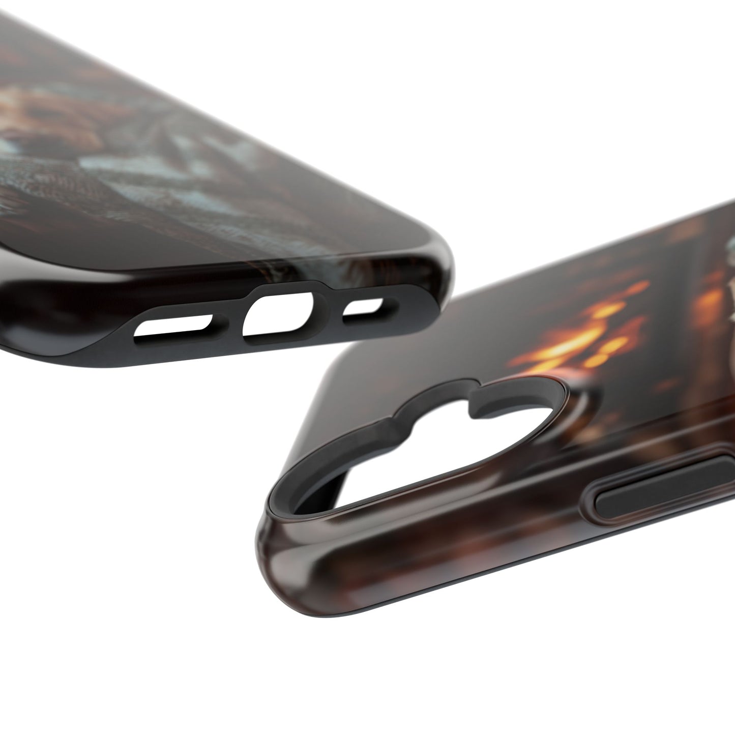 Cozy Labrador by Fireplace MagSafe iPhone Case – Rustic Cabin Protective Cover