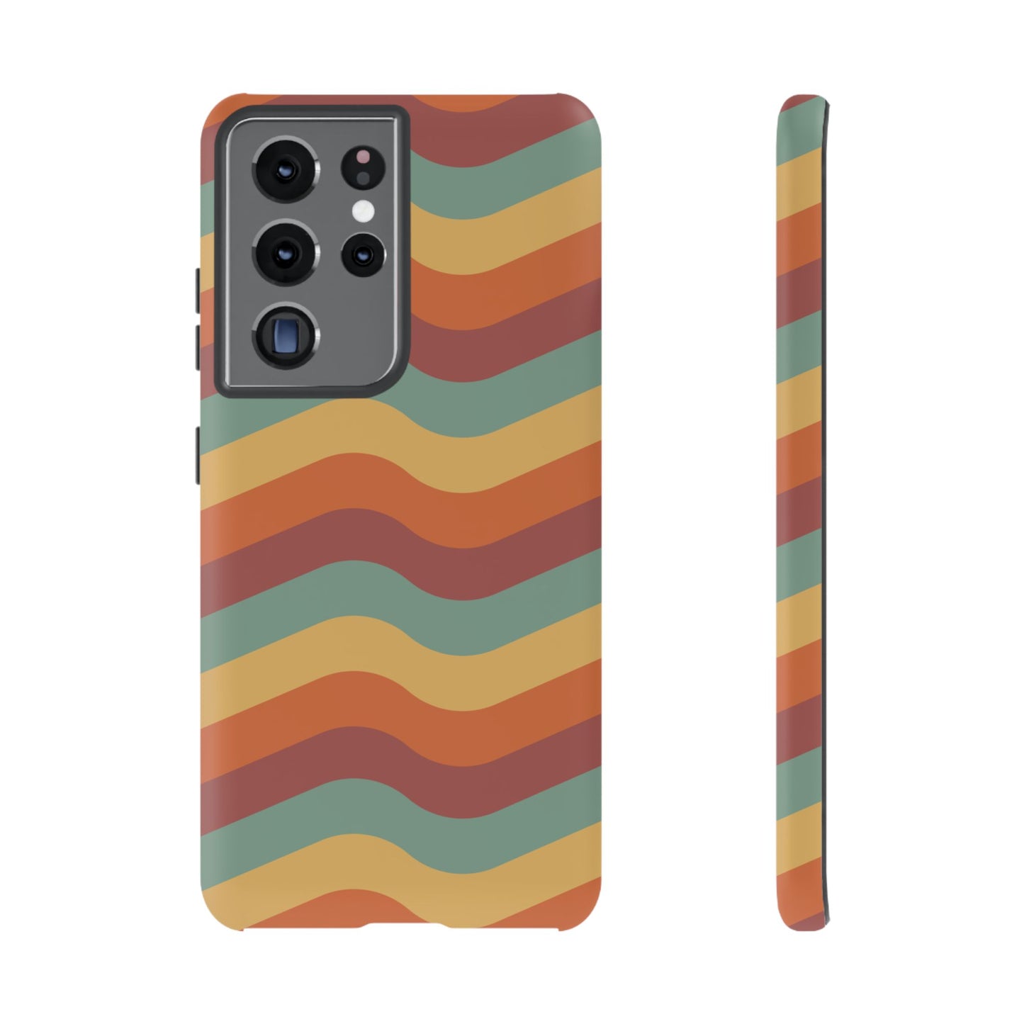 Retro Vibe Wavy Stripes Samsung Galaxy Case – 70s-Inspired in Teal, Orange, and Rust