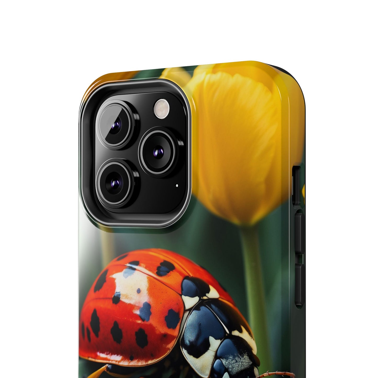 iPhone Case: Vibrant Ladybug Amidst a Lush Yellow Flower Garden