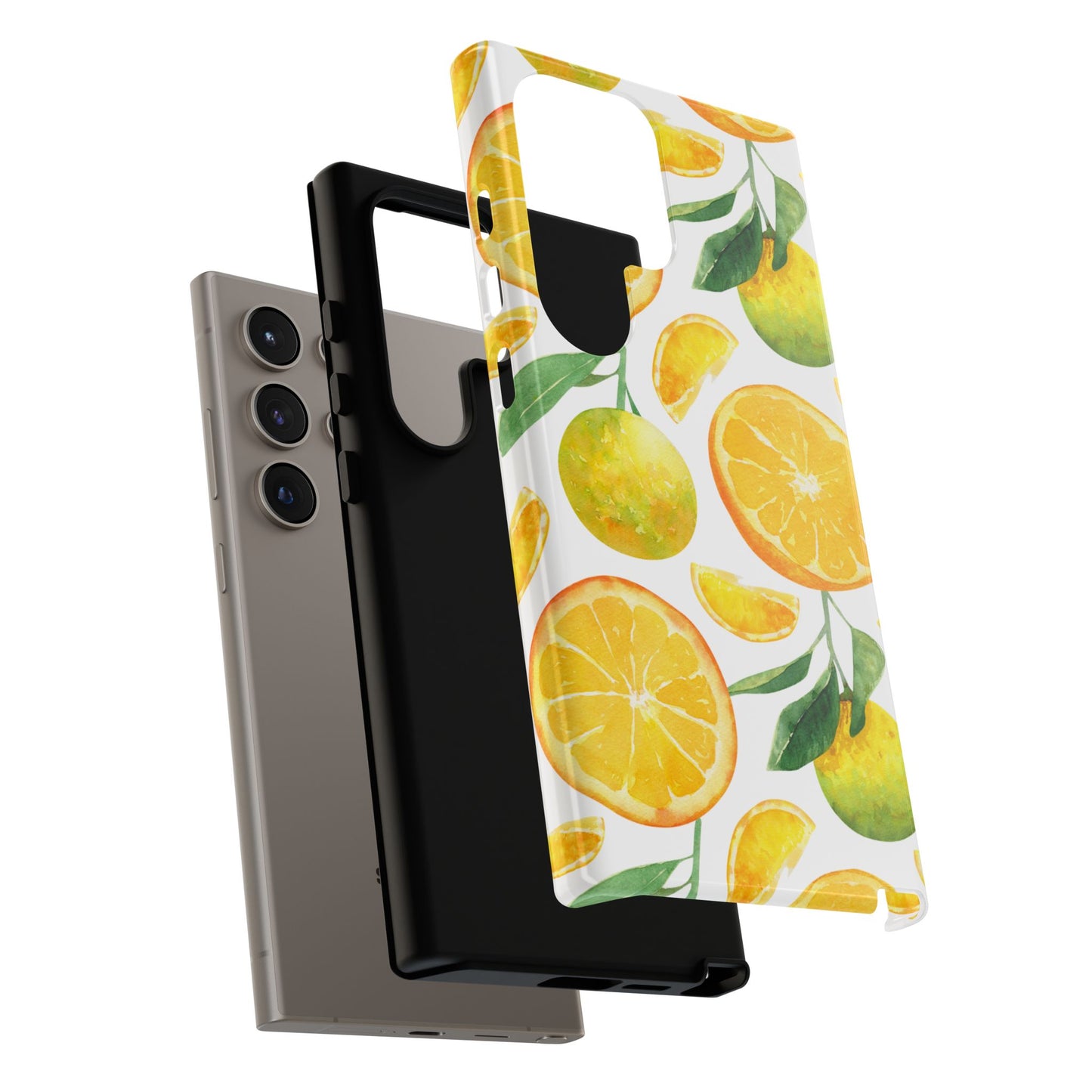 Sunny Citrus Grove Tough Samsung Galaxy Case – Watercolor Orange Design, Dual-Layer Protection