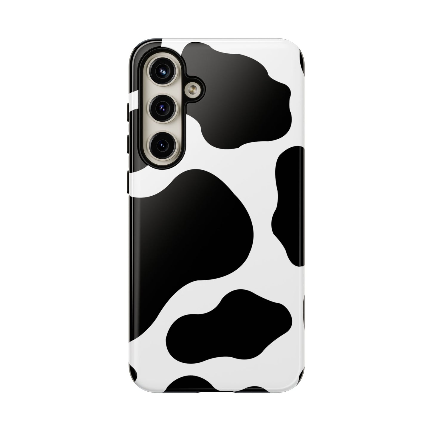 Chic Cow Print Tough Samsung Galaxy Case – Trendy Monochrome Animal Pattern with Dual-Layer Protection