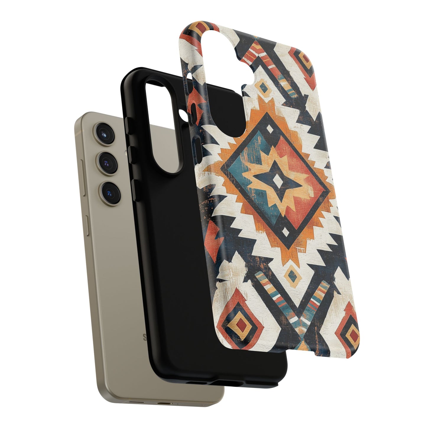 Vintage Southwestern Diamond Tough Samsung Galaxy Case – Rustic Tribal Design, Dual-Layer Protection