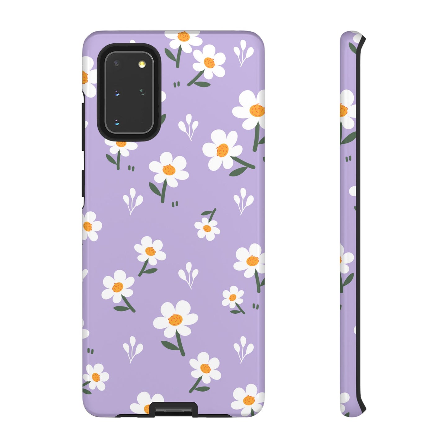 Purple Daisy Garden Samsung Galaxy Case – Soft Lavender Background, Shockproof Protection with Slim Fit