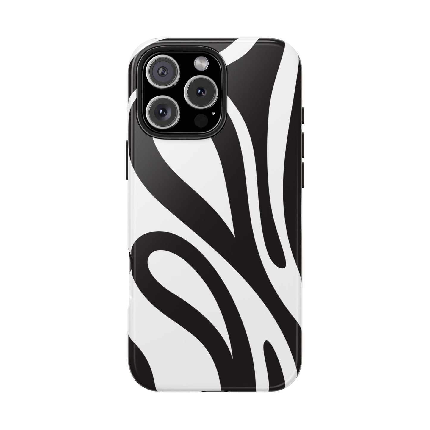 Modern Black and White Abstract Tough iPhone Case – Bold Graphic Pattern with Dual-Layer Protection