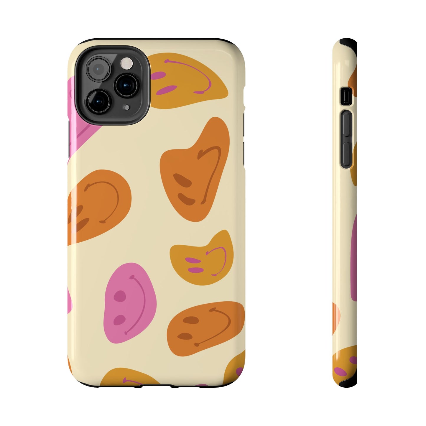 Retro Smiley Faces iPhone Case – Shockproof, Matte Finish, Dual-Layer Protection