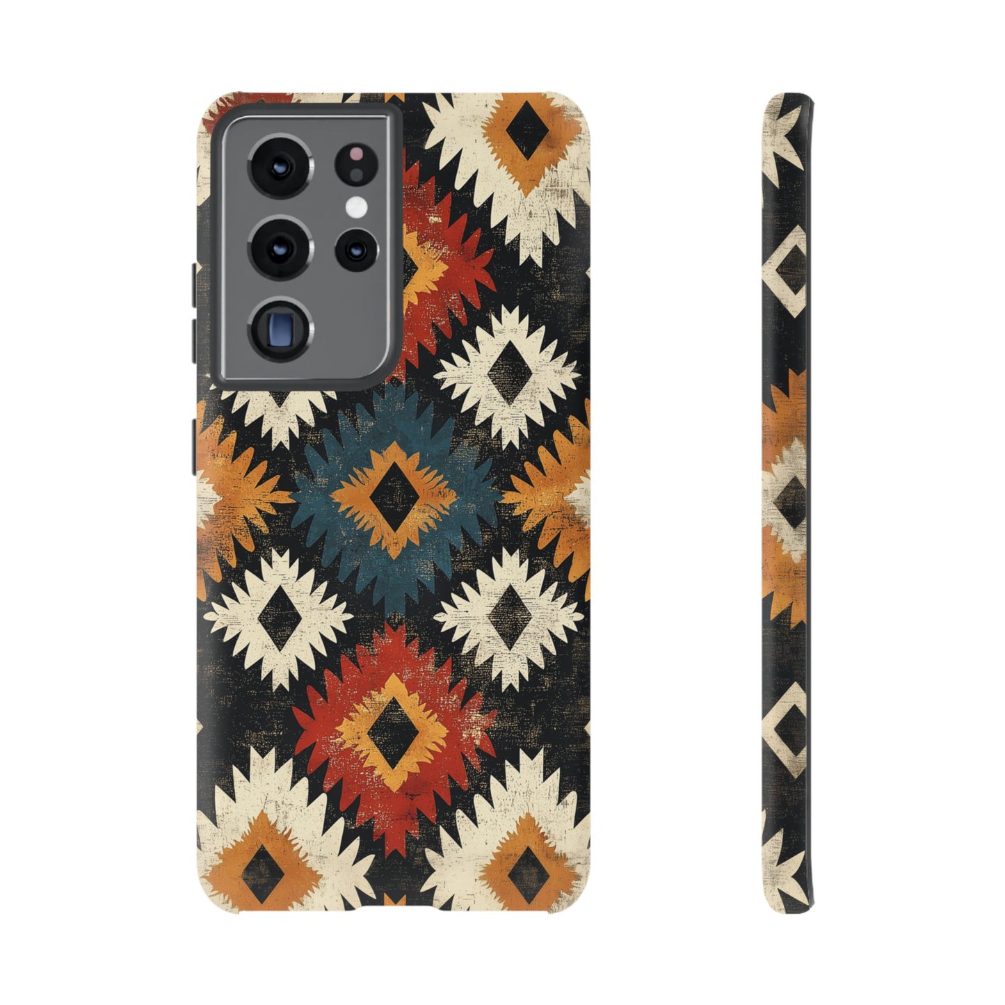Rustic Tribal Sunburst Tough Samsung Galaxy  Case – Vibrant Geometric Design, Dual-Layer Protection