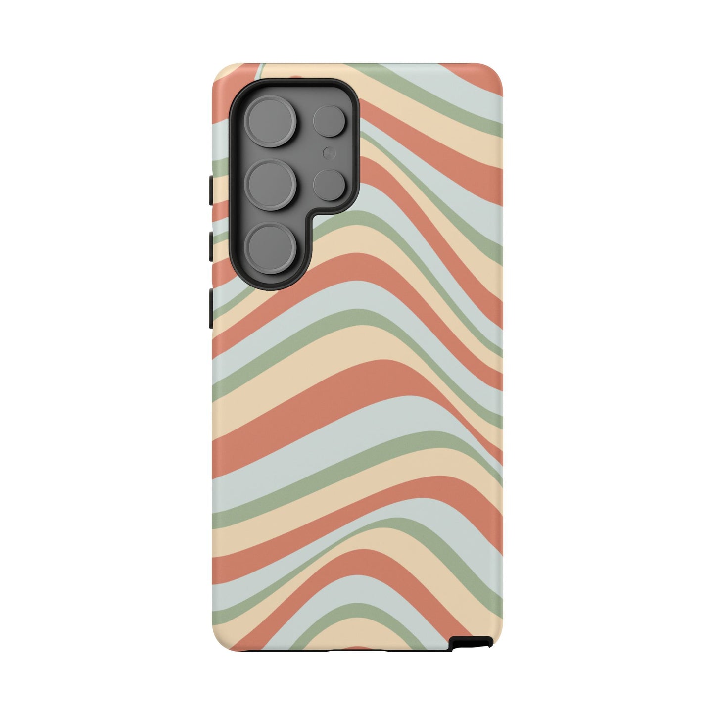 Vintage Earthy Waves Samsung Galaxy Case – Retro 70s-Inspired in Warm Green, Cream, and Rust