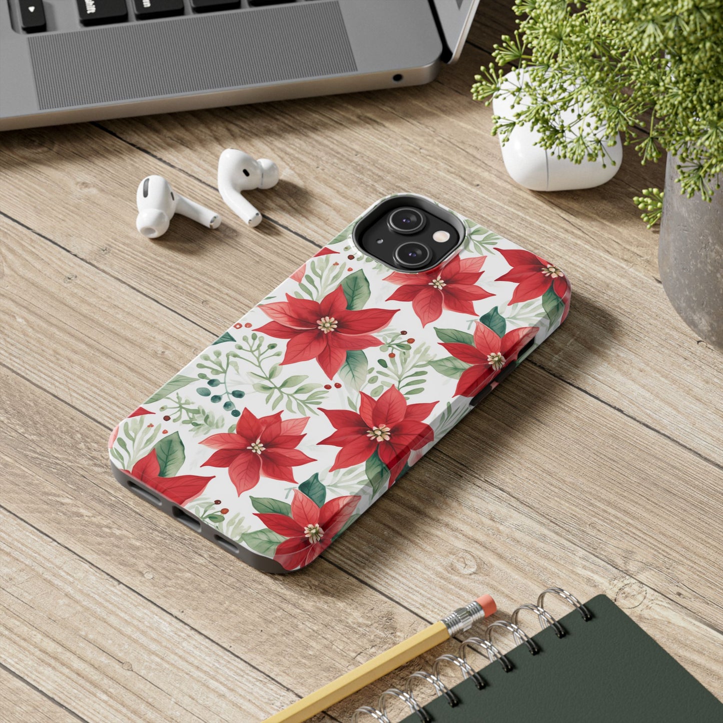 Festive Poinsettia Holiday Pattern – iPhone Series Case